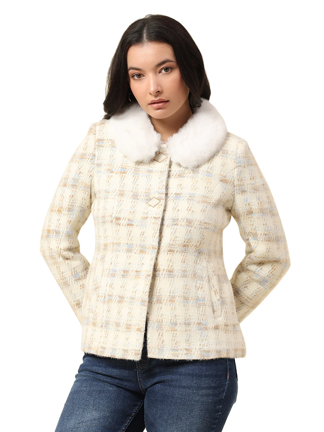 Blazer for Women | Premium Casual Blazer Regular Fit Spread Collar Wool Blend Fabric Check Pattern - Image 9