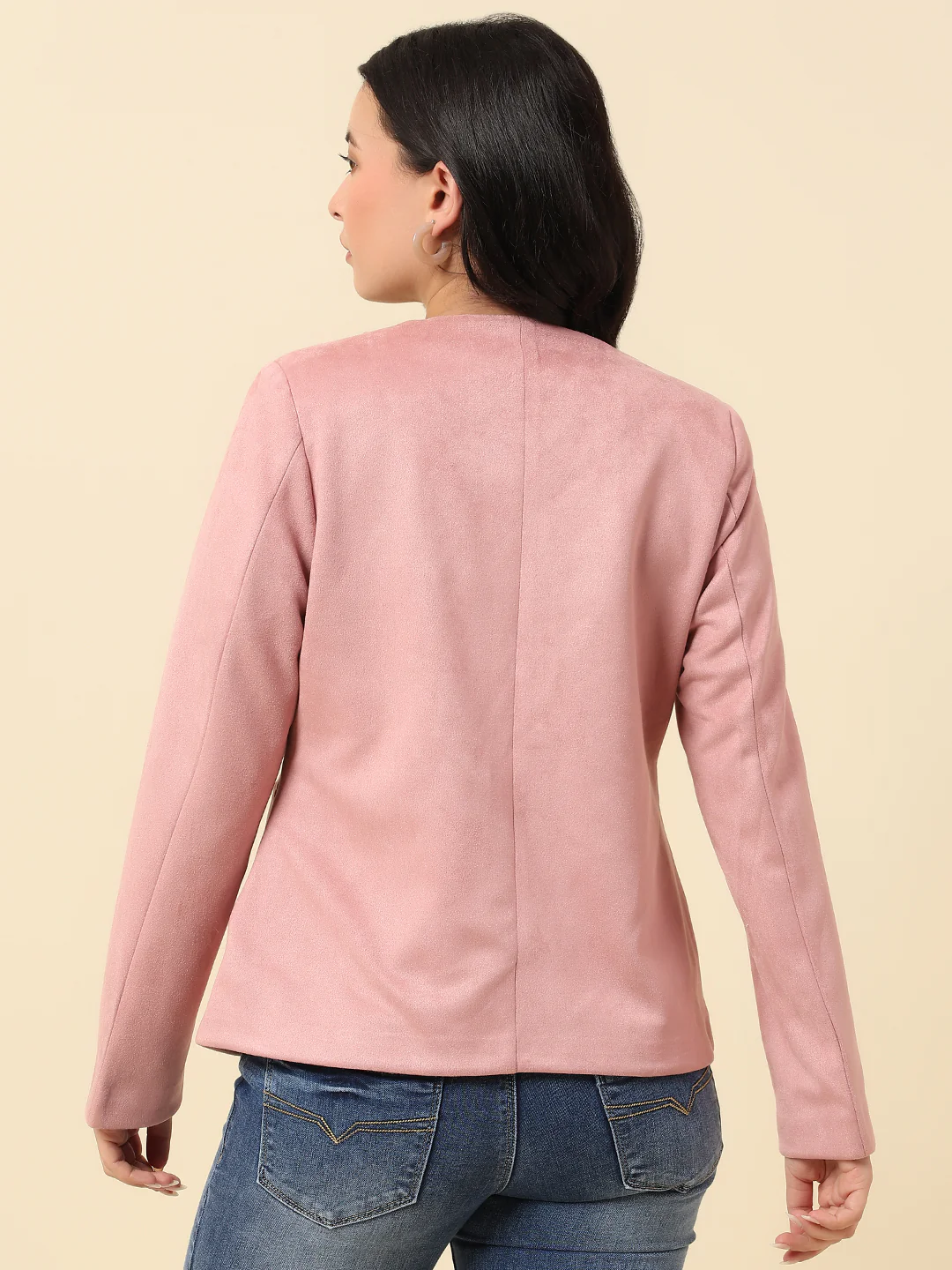 Blazer for Women | Premium Casual Blazer Regular Fit V-Neck Suede Fabric Solid Pattern - Image 5