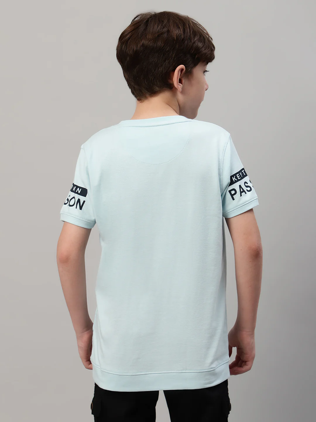 Boys Casual Aqua Half Sleeve  T-Shirt - Image 2
