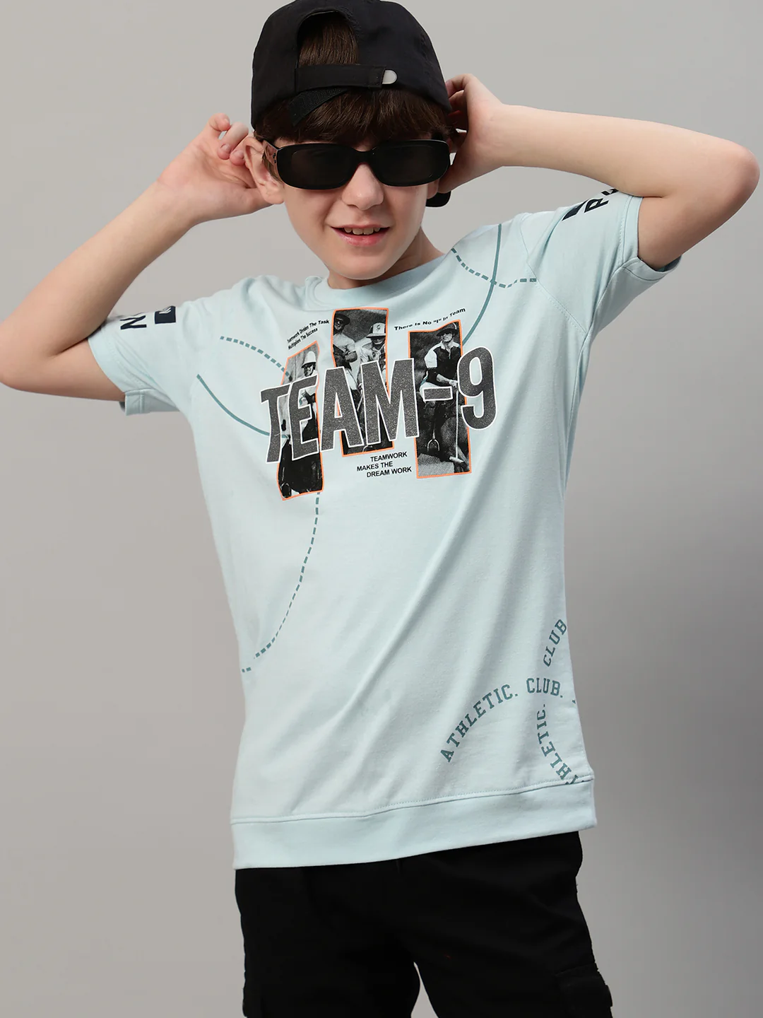 Boys Casual Aqua Half Sleeve  T-Shirt - Image 5
