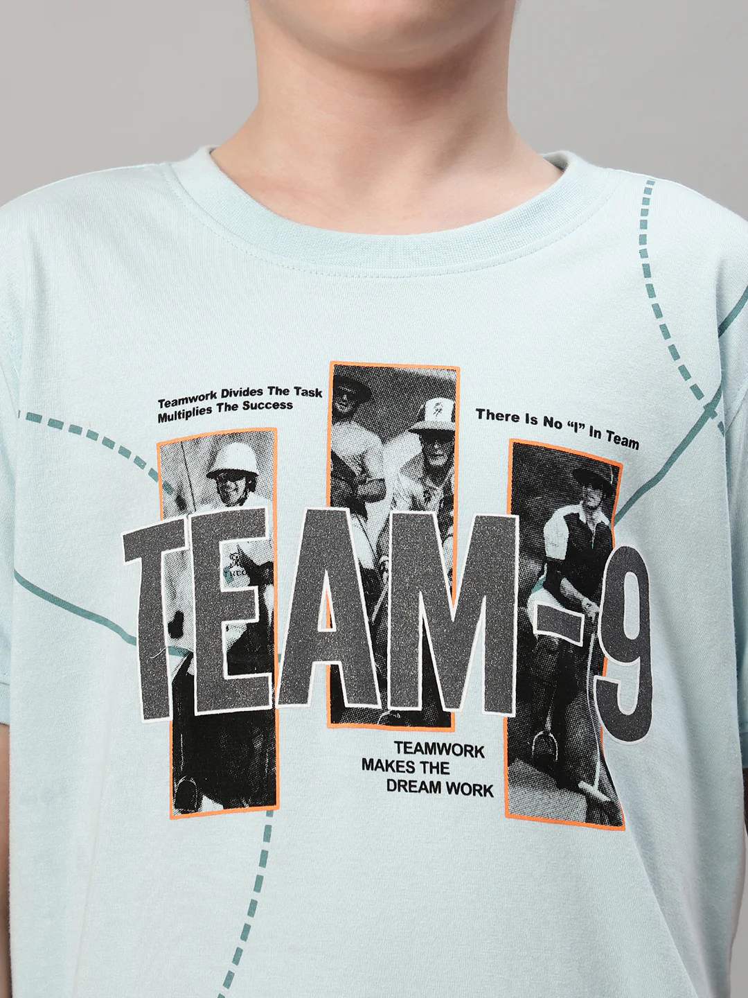 Boys Casual Aqua Half Sleeve  T-Shirt - Image 6