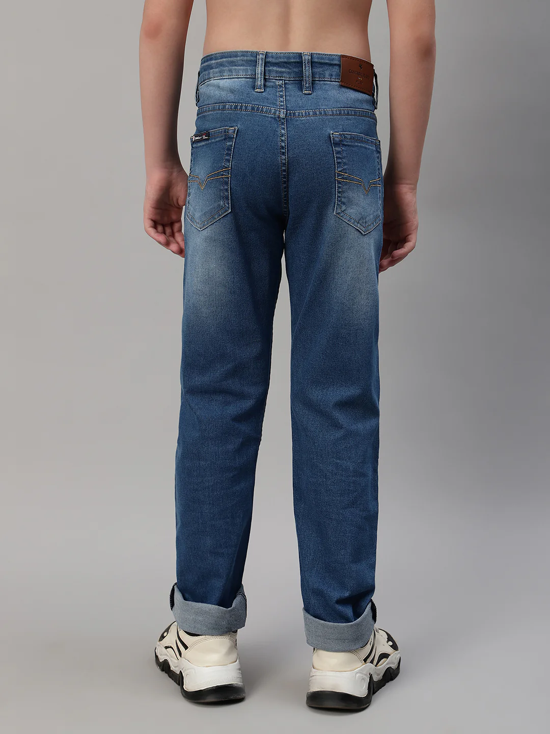 Boy's Blue Solid Stretchable Jeans - Image 2