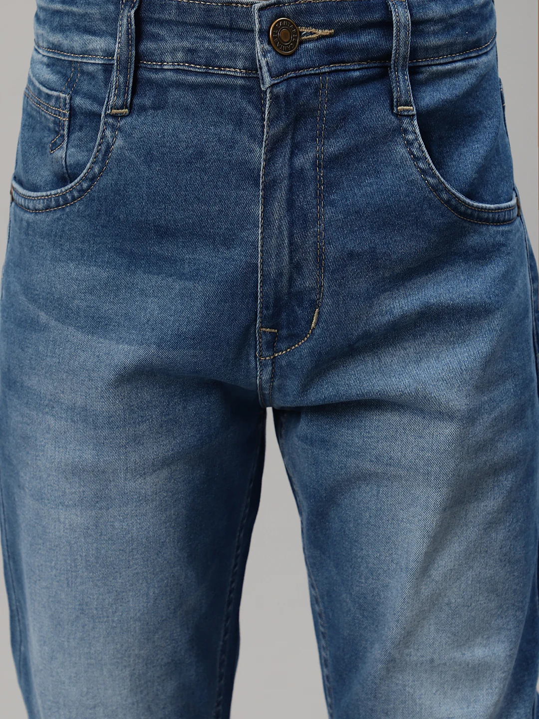 Boy's Blue Solid Stretchable Jeans - Image 5
