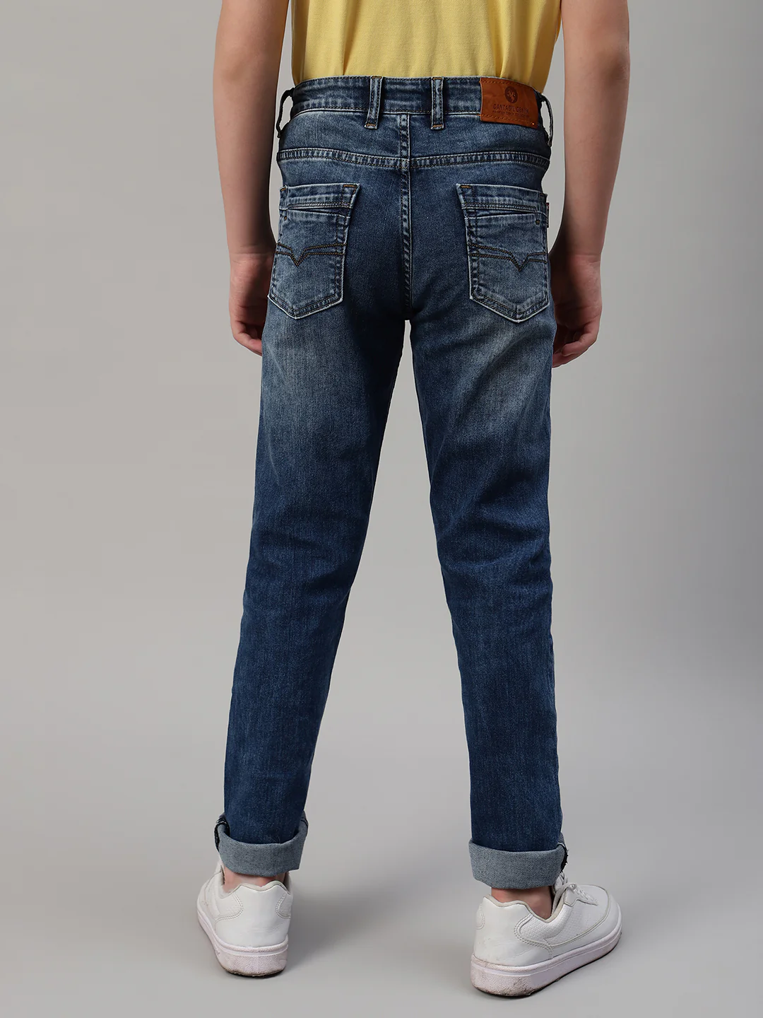 Boy's Dark Blue Solid Stretchable Jeans - Image 2
