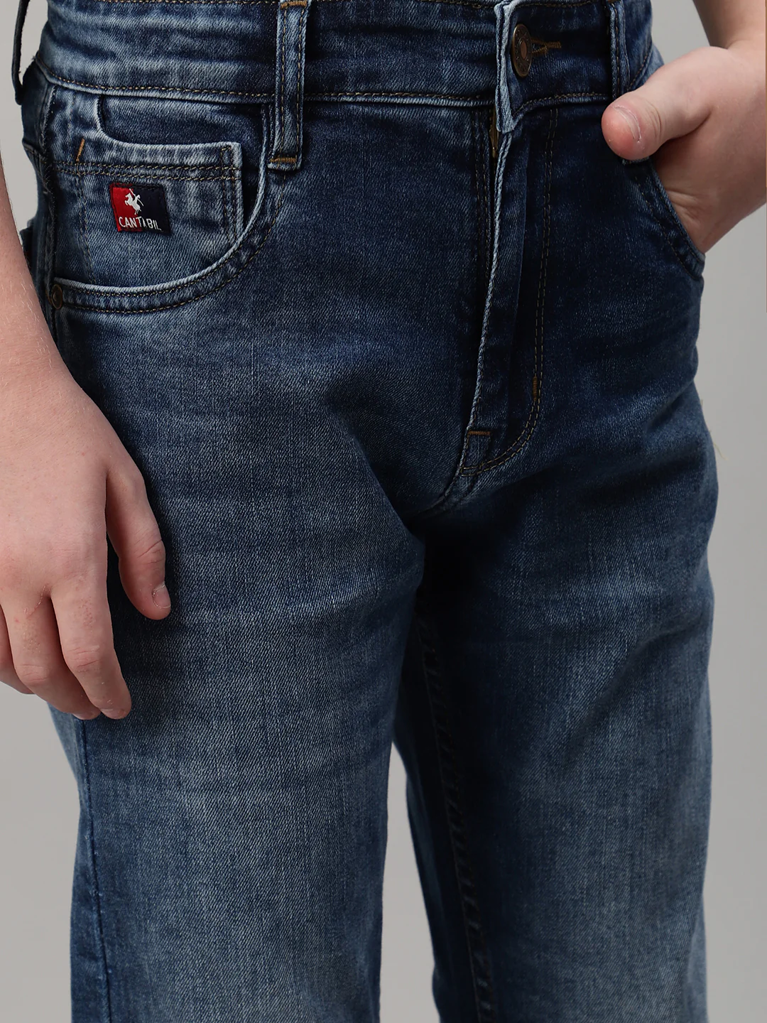 Boy's Dark Blue Solid Stretchable Jeans - Image 5