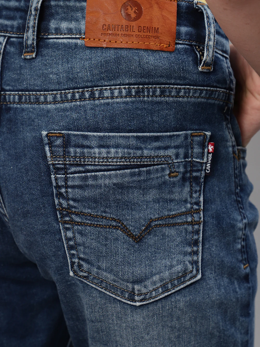 Boy's Dark Blue Solid Stretchable Jeans - Image 6