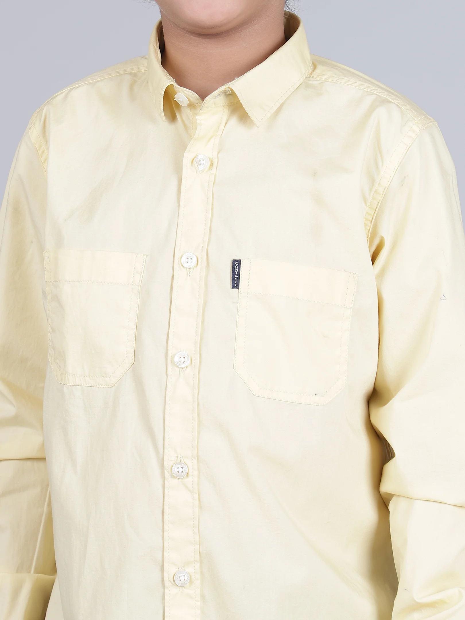 Boys Lemon Solid Full Sleeves Spread Collar Casual Shirt - Image 6