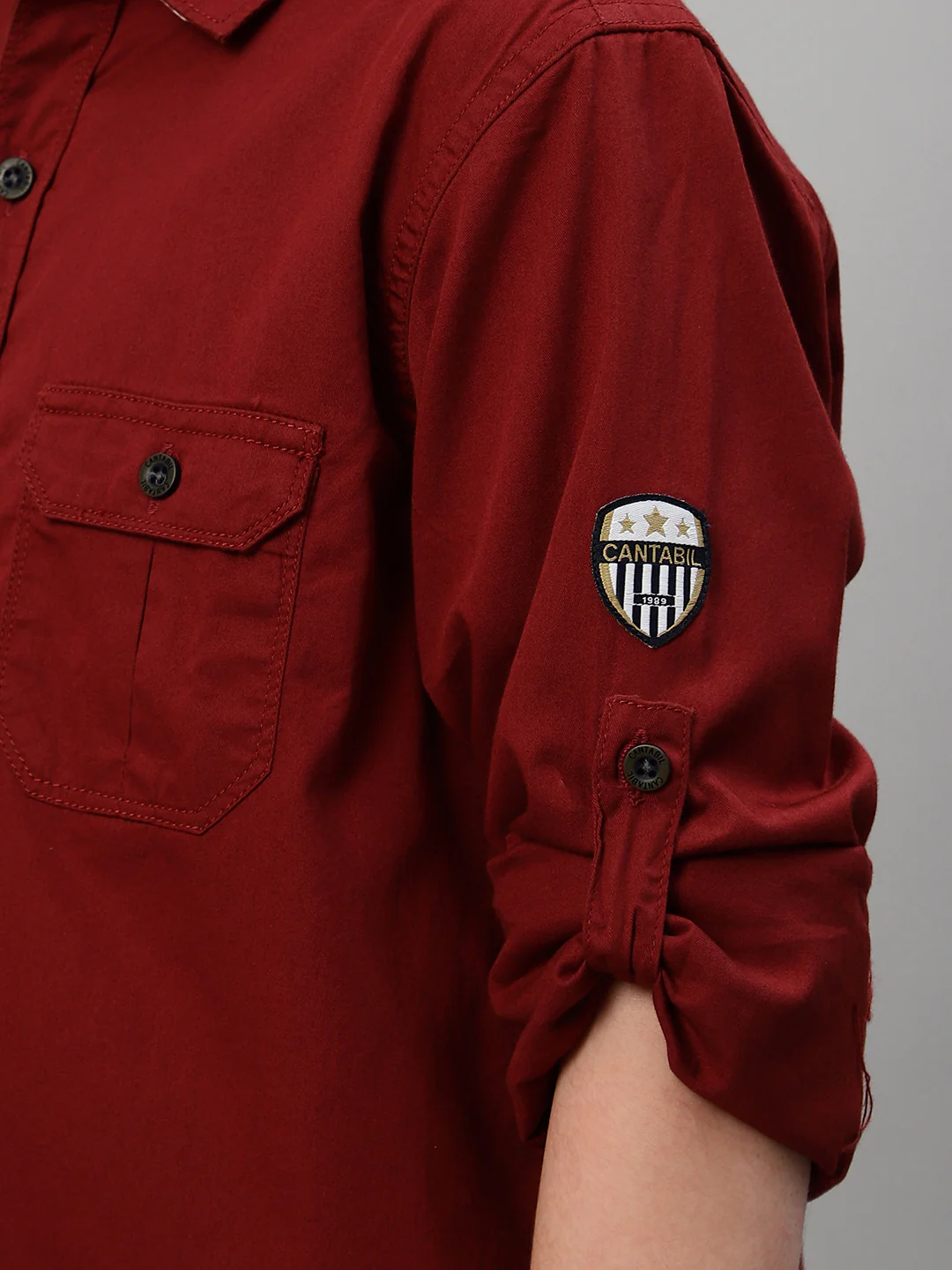 Boy's Maroon Solid Full Sleeve Shirt - Image 6