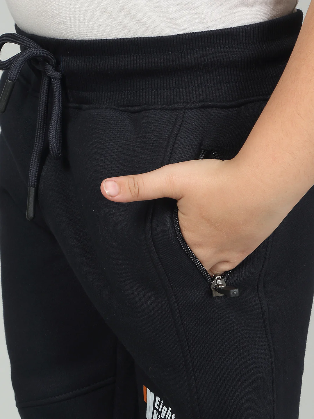 Boys Navy Blue Solid Casual Track Pant - Image 5