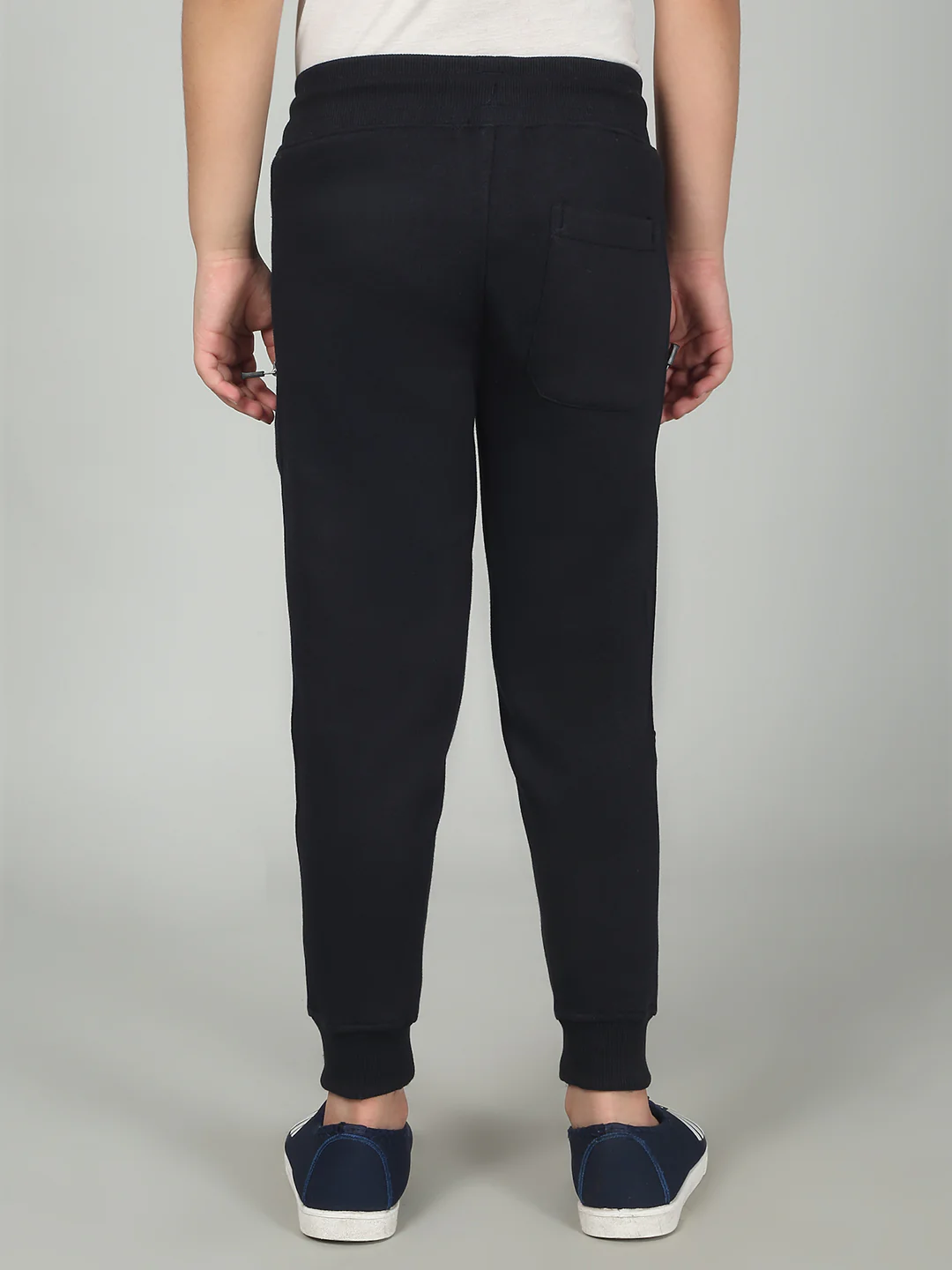Boys Navy Blue Solid Casual Track Pant - Image 6