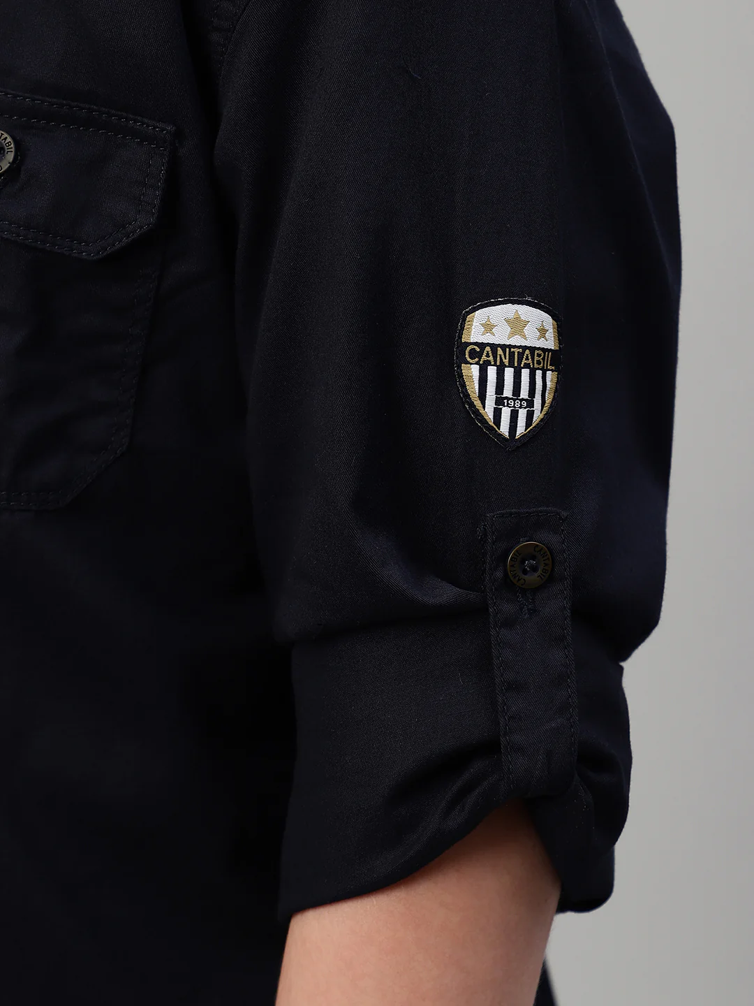 Boy's Navy Blue Solid Full Sleeve Shirt - Image 6