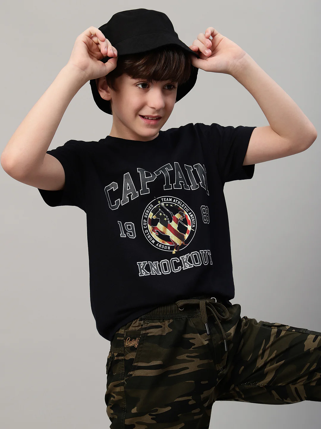 Boys Casual Navy Blue Half Sleeve  T-Shirt - Image 6