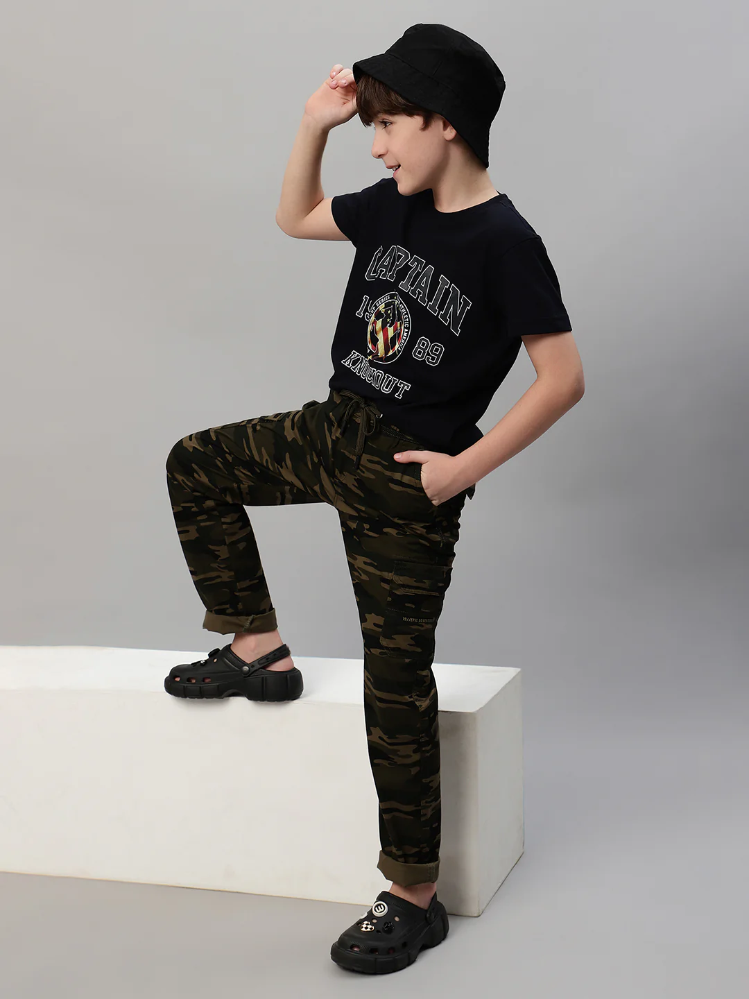 Boys Casual Navy Blue Half Sleeve  T-Shirt - Image 7