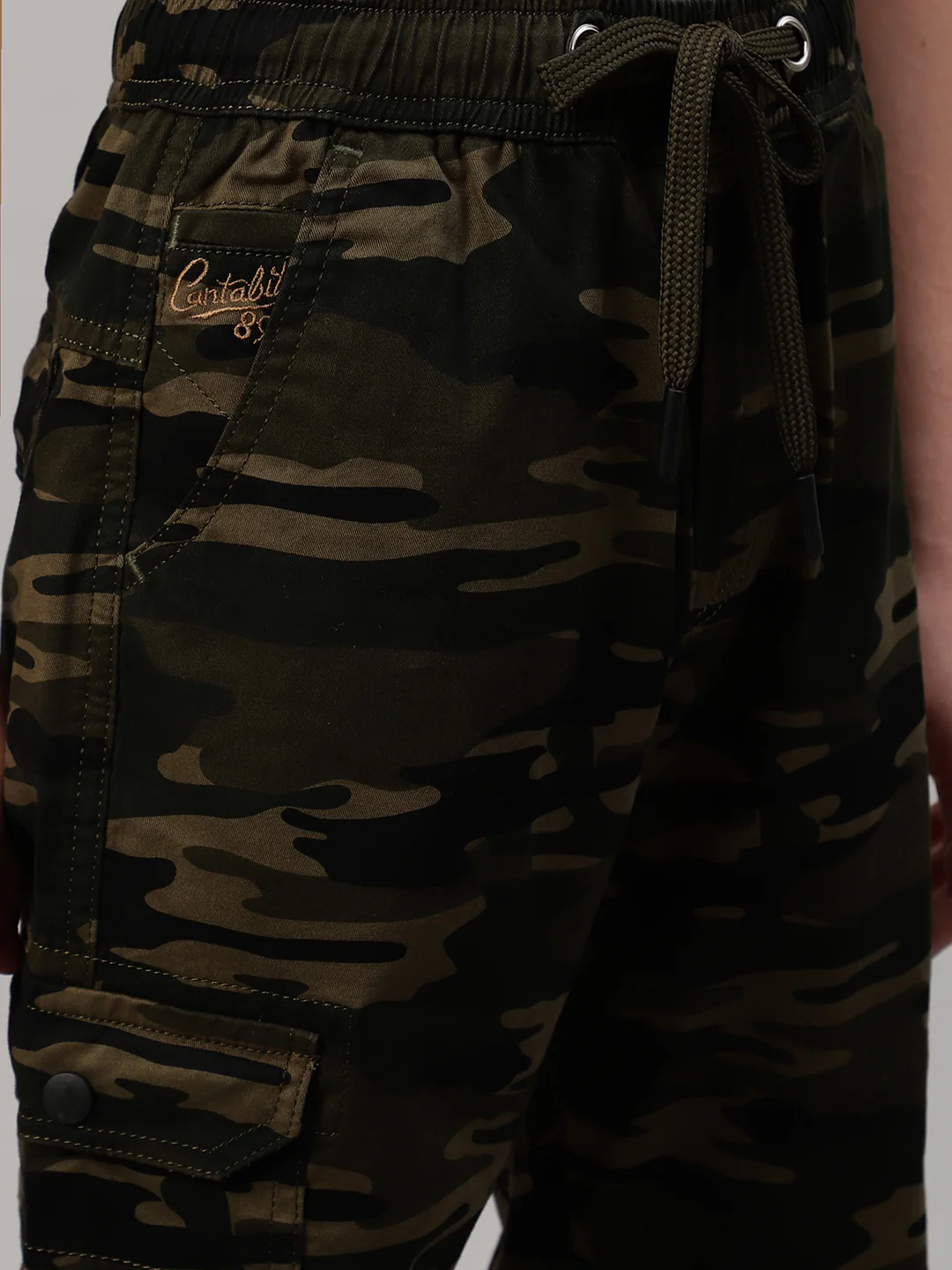 Boy's Olive Green Printed Cargo - Image 5
