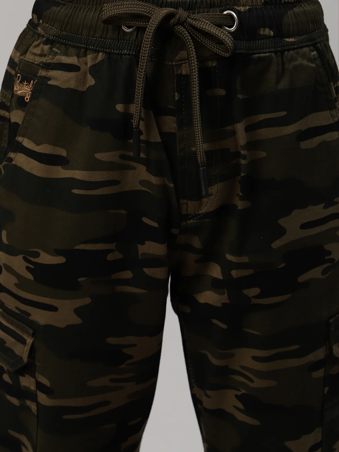 Boy's Olive Green Printed Cargo - Image 6