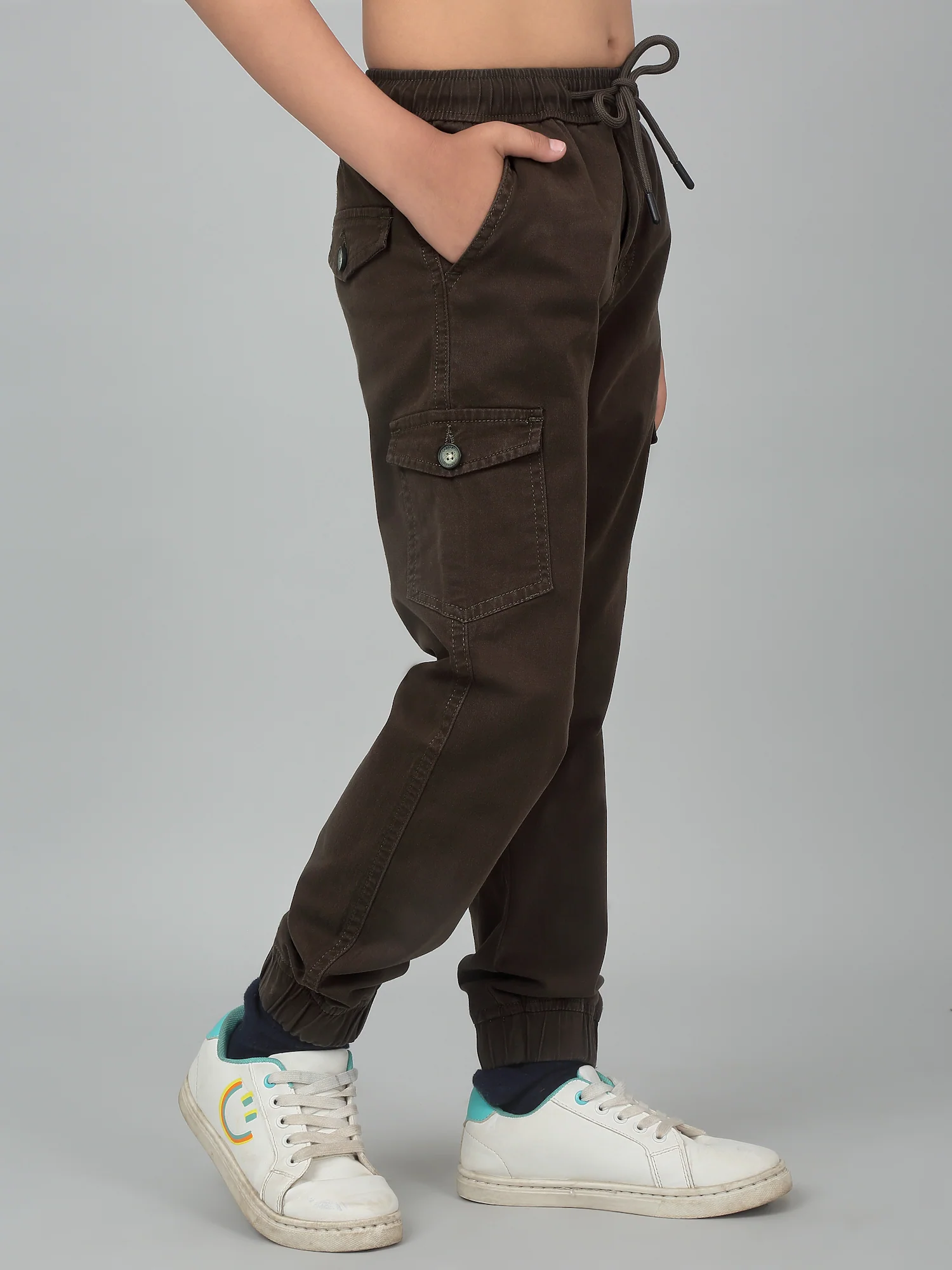 Boy's Olive Green Solid Cargo - Image 3