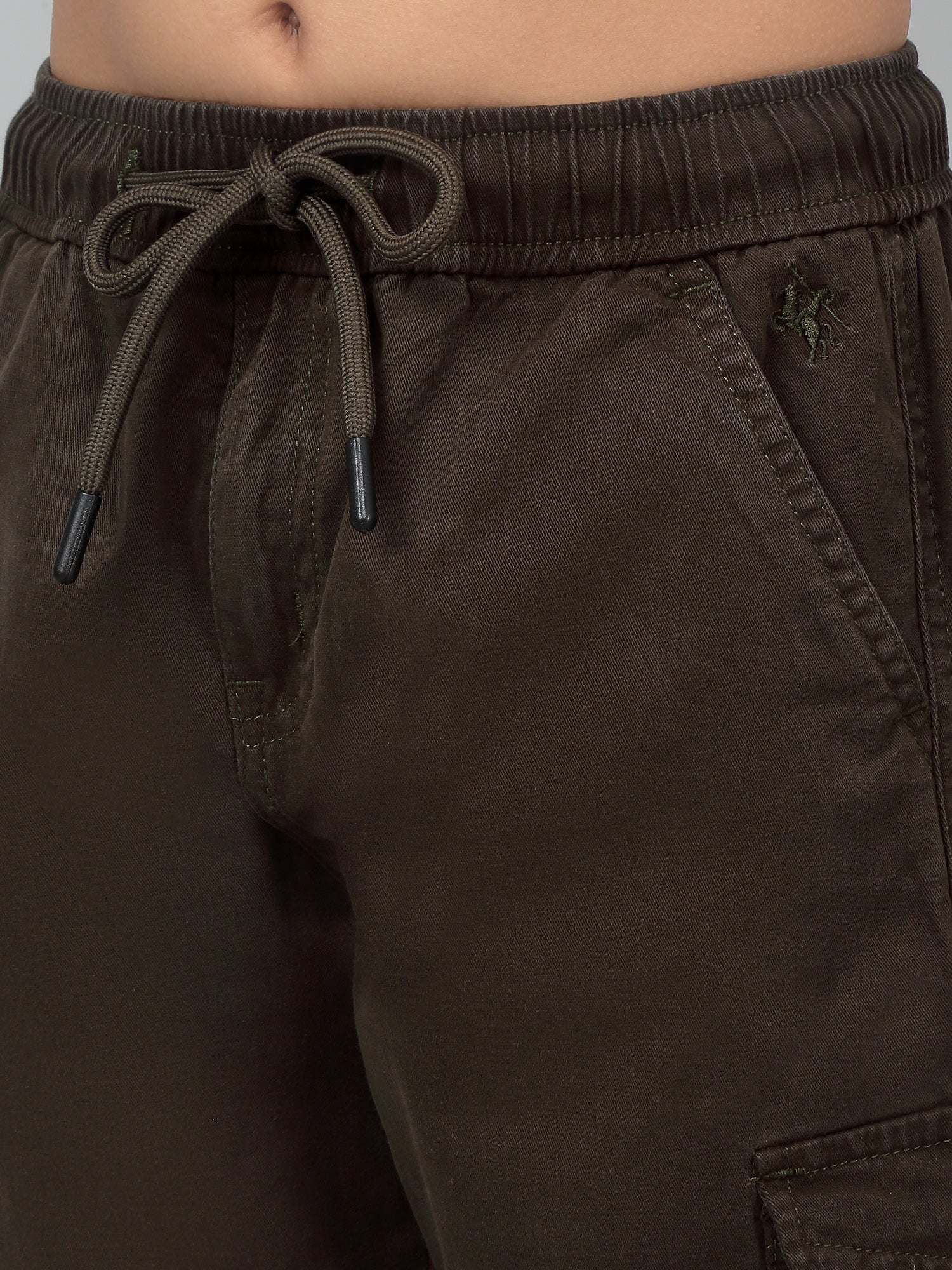 Boy's Olive Green Solid Cargo - Image 5