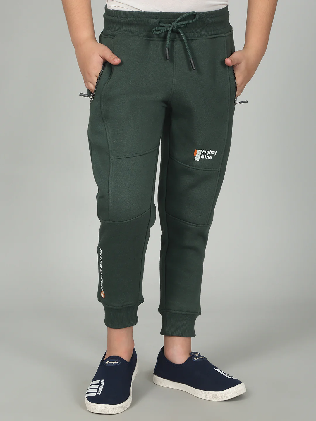 Boys Olive Solid Casual Track Pant - Image 2