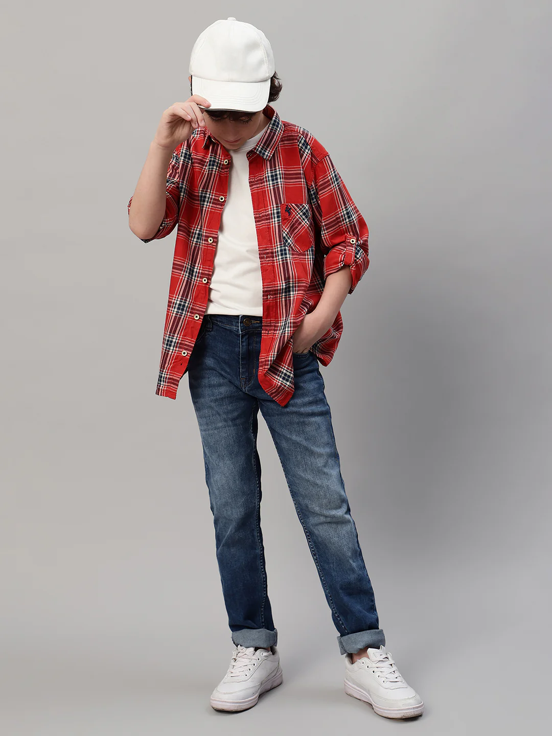 Boy's Orange Checkered Full Sleeve Shirt - Image 7