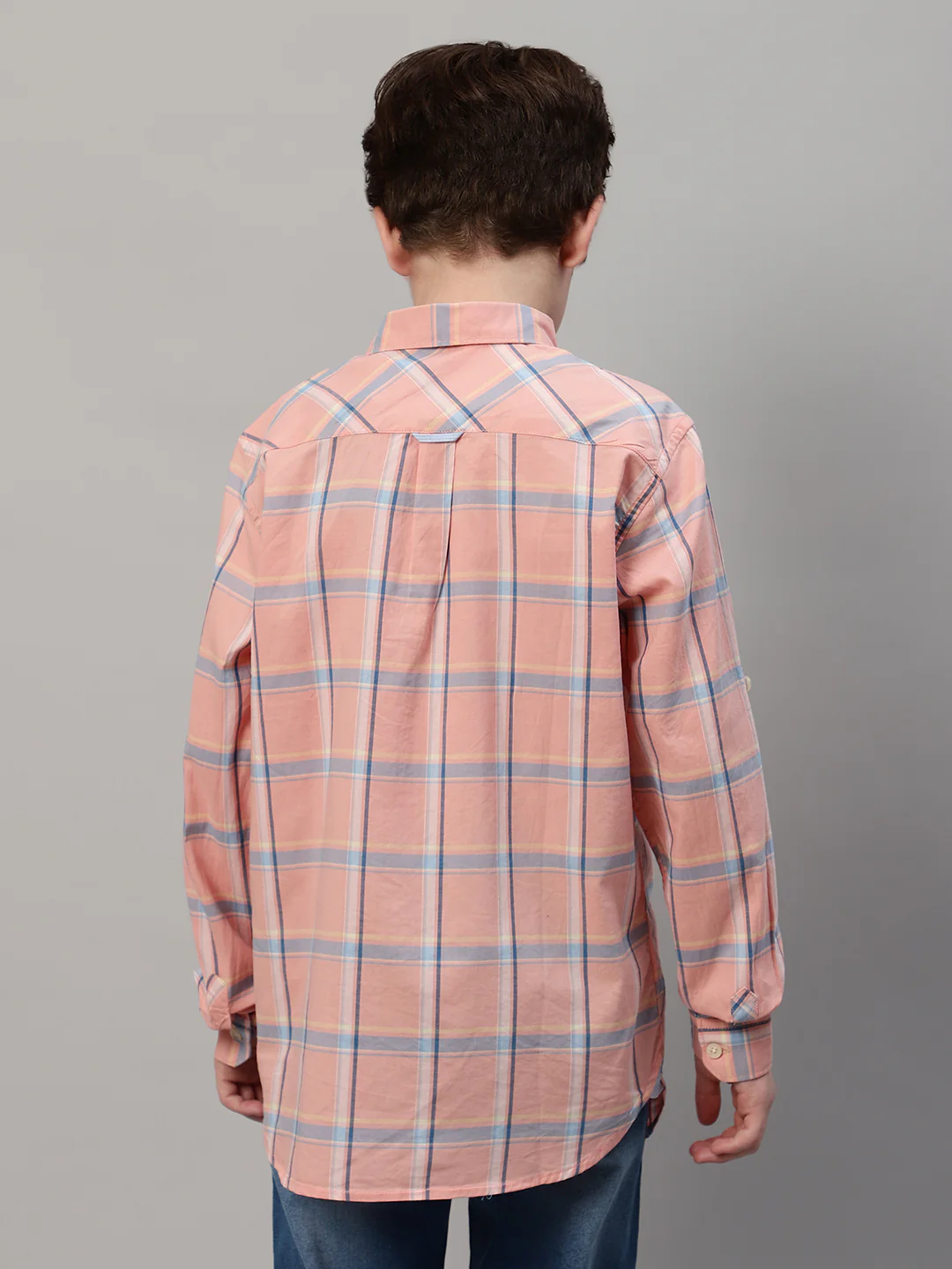 Boy's Pink Checkered Full Sleeve Shirt - Image 2