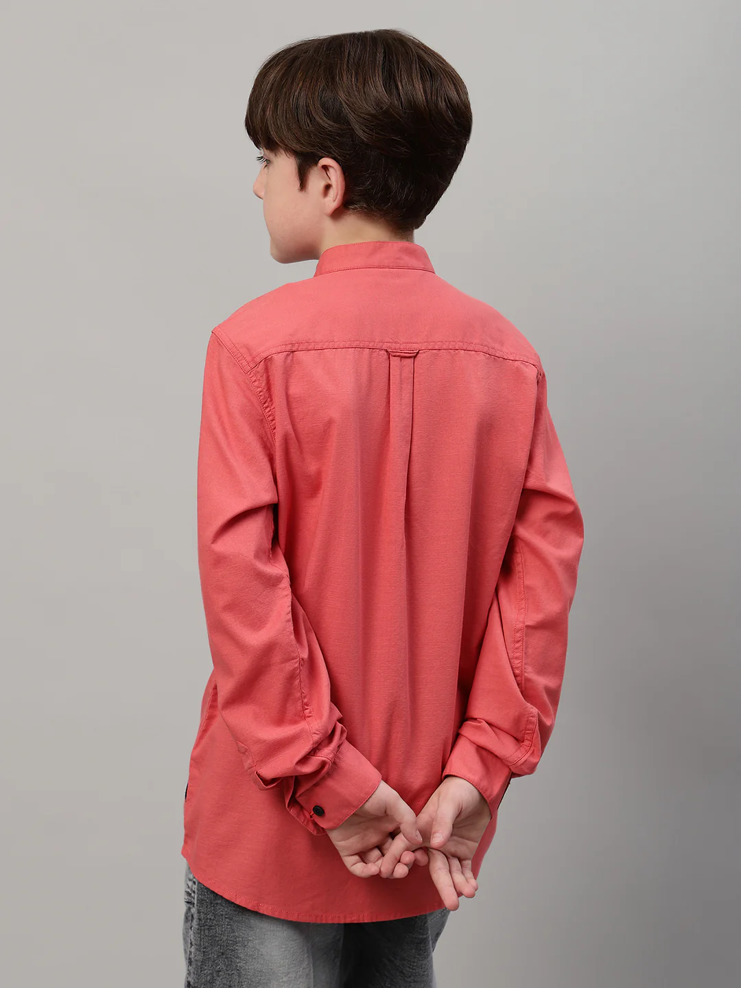 Boy's Red Solid Full Sleeve Shirt - Image 2