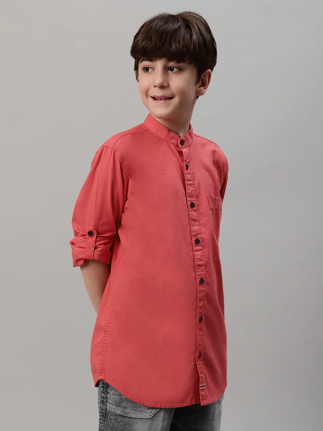 Boy's Red Solid Full Sleeve Shirt - Image 4
