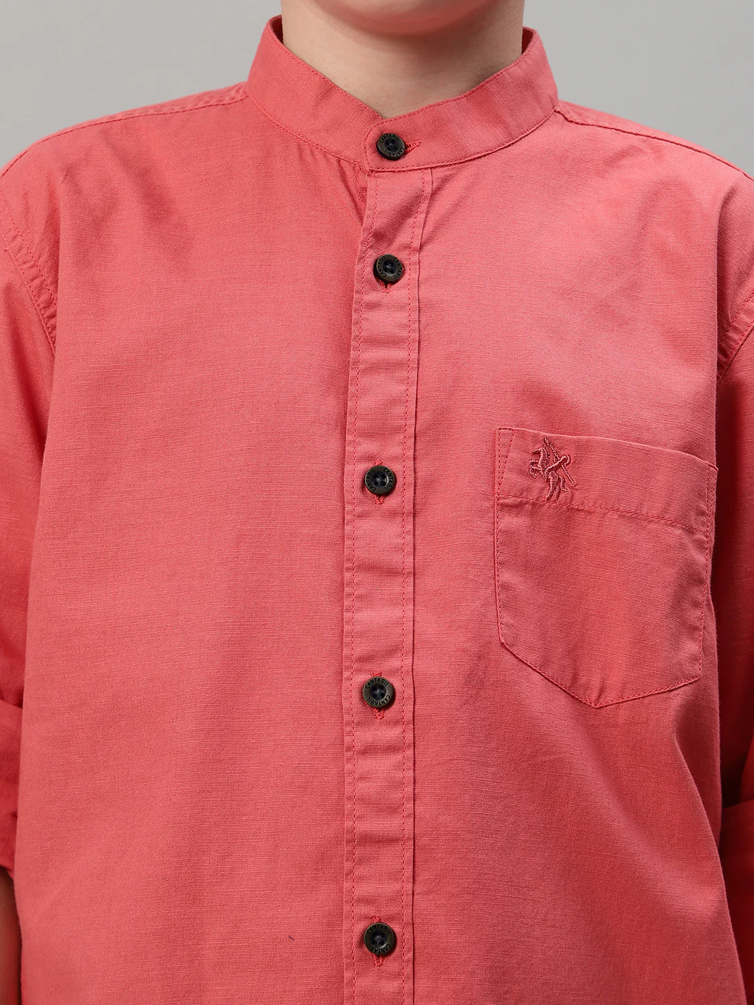 Boy's Red Solid Full Sleeve Shirt - Image 5