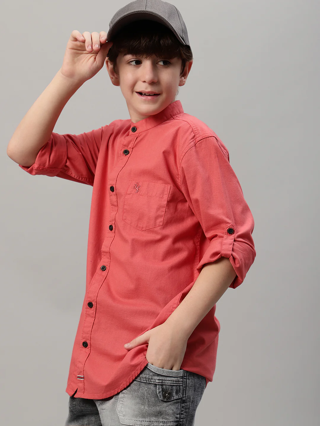 Boy's Red Solid Full Sleeve Shirt - Image 6