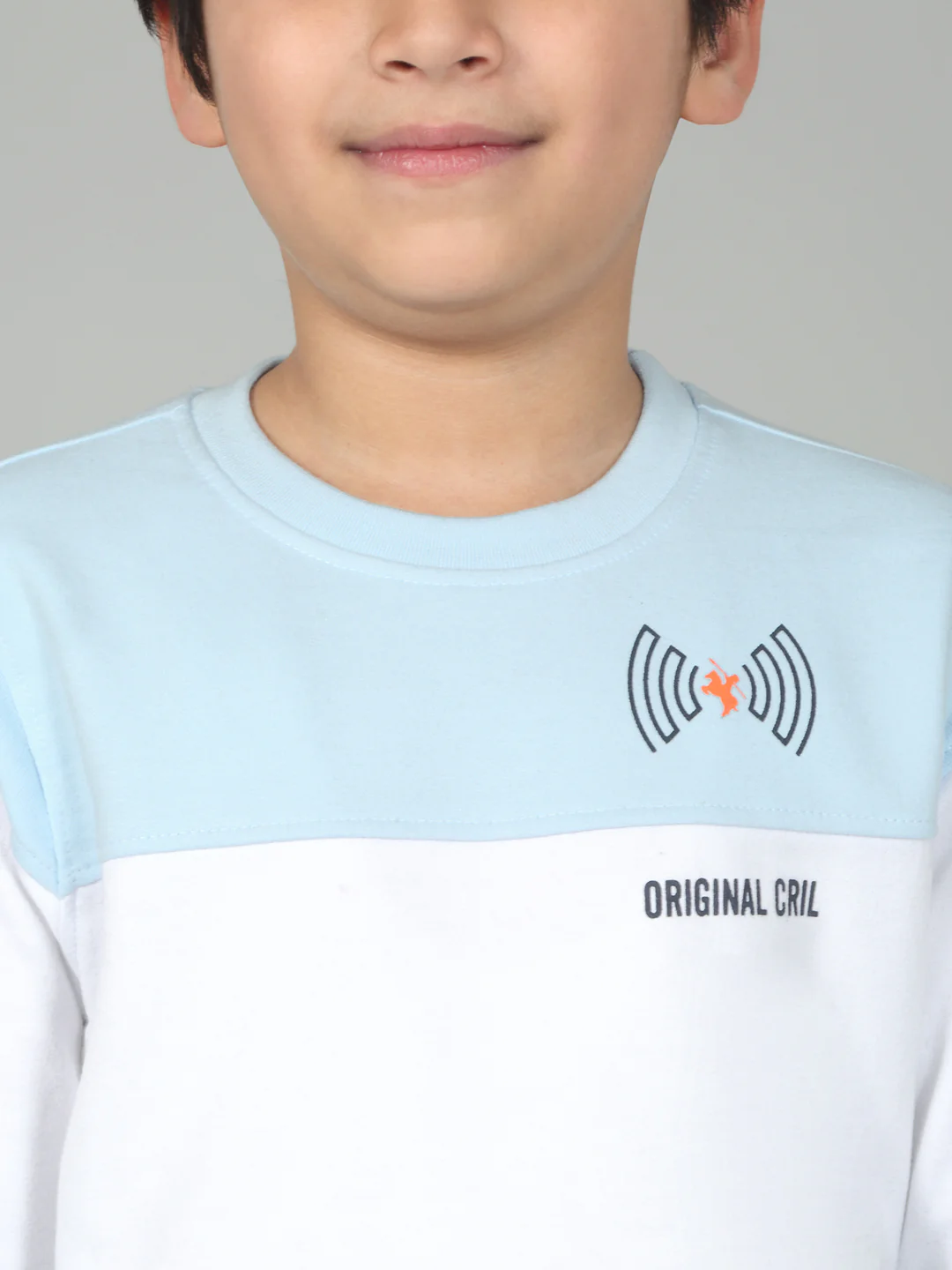 Boys Sky Blue Color Block Full Sleeves Casual T-Shirt - Image 4