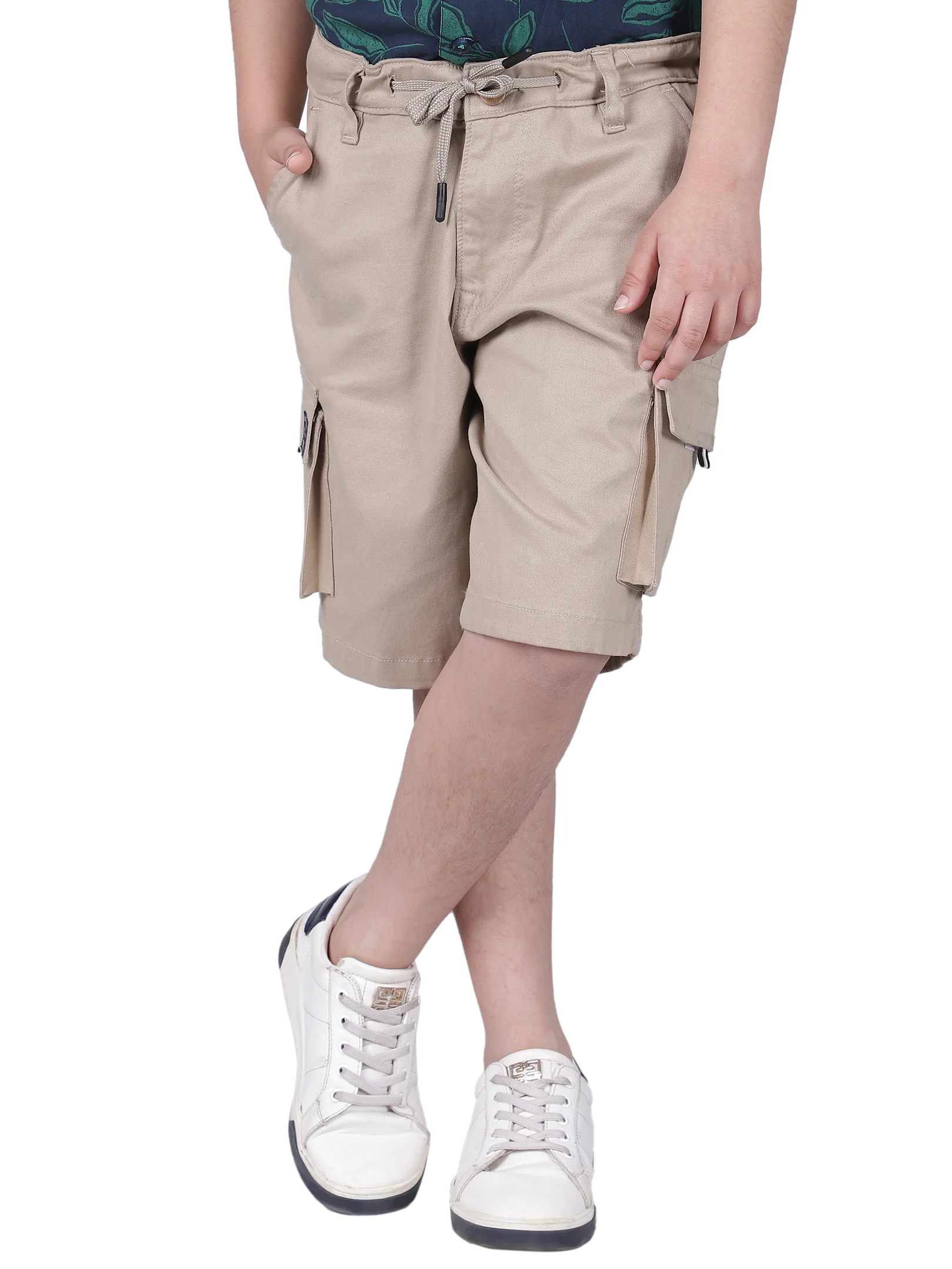 Boys Solid Beige Regular Fit Casual Shorts - Image 8