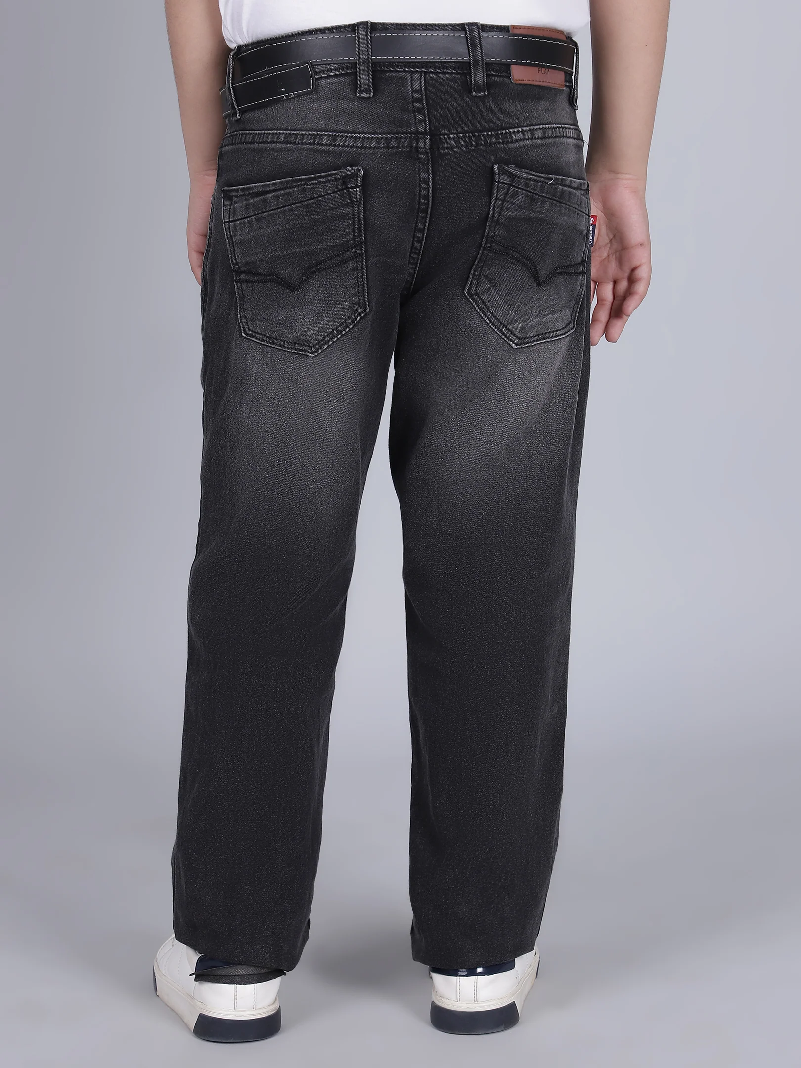 Boys Solid Black Regular Fit Casual Jeans - Image 4
