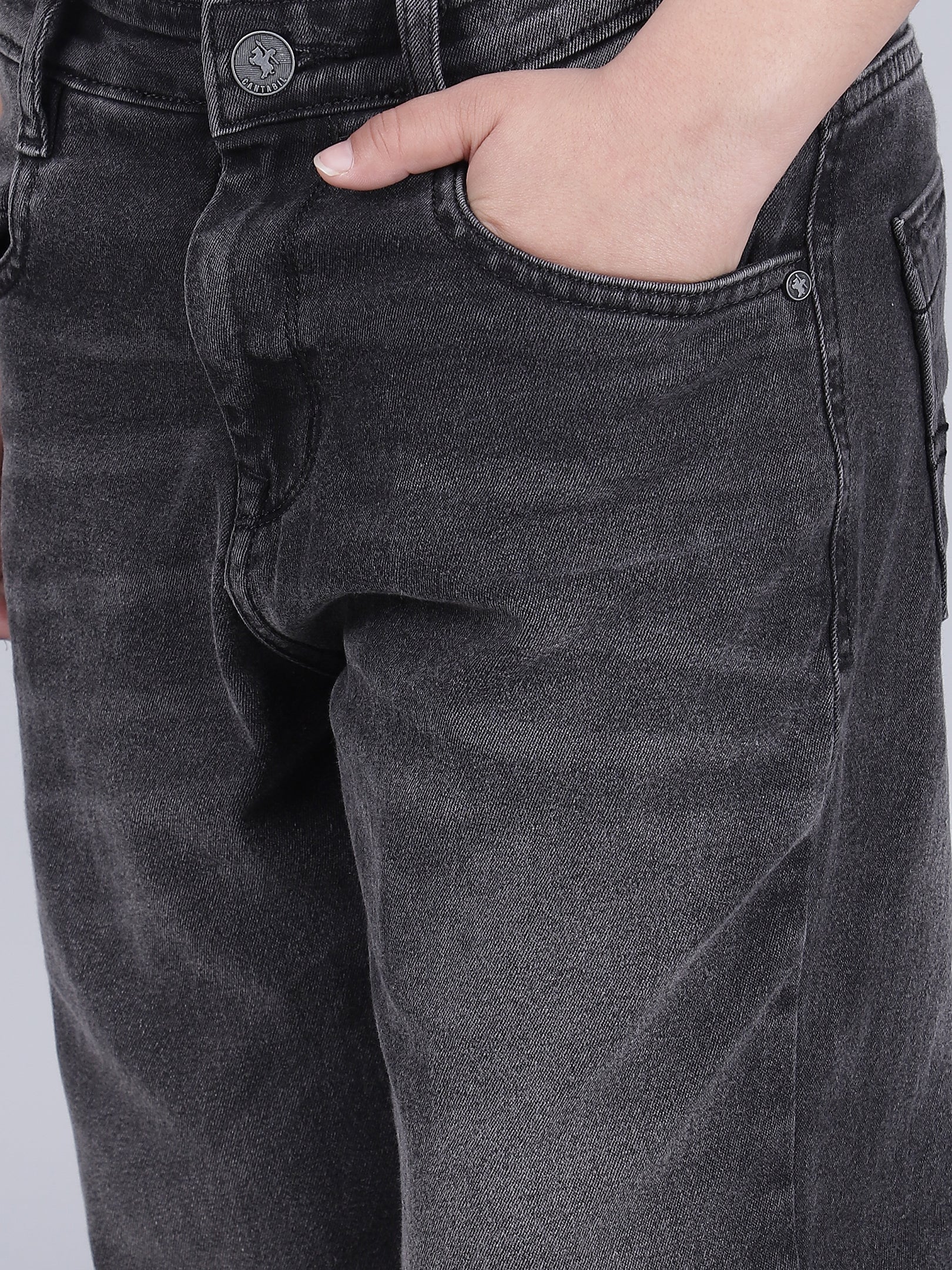 Boys Solid Black Regular Fit Casual Jeans - Image 6