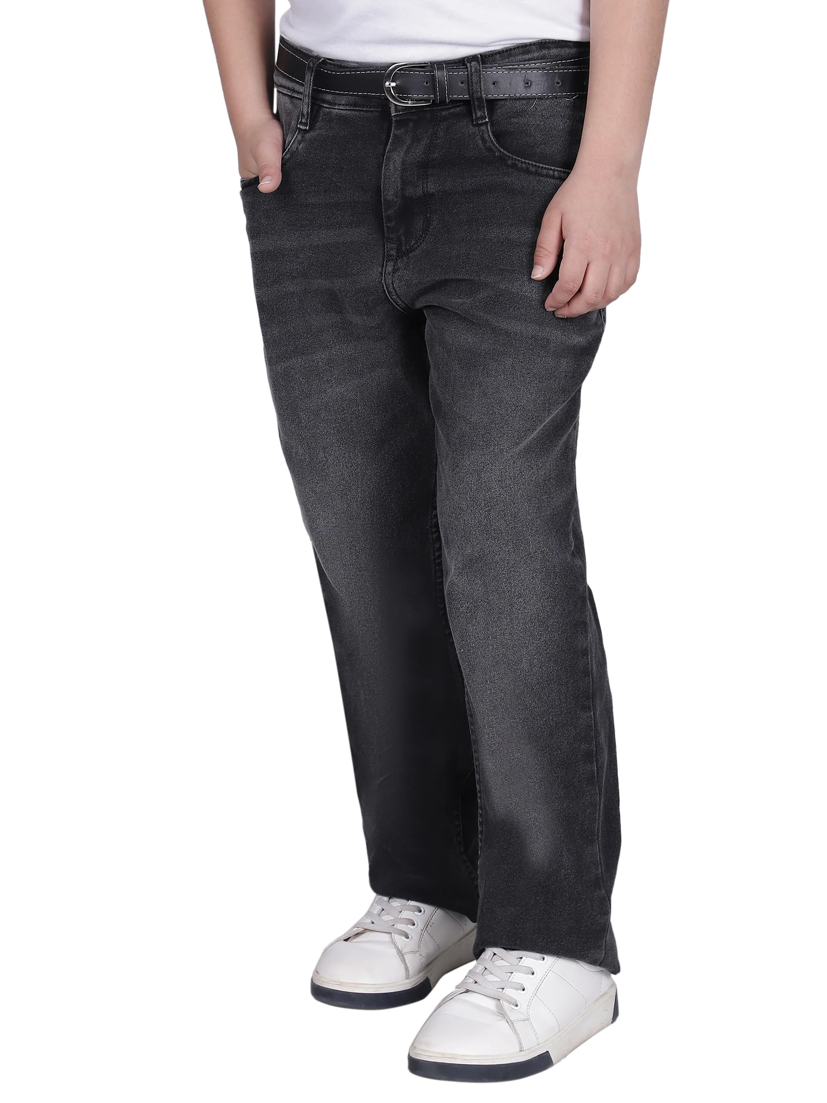 Boys Solid Black Regular Fit Casual Jeans - Image 8