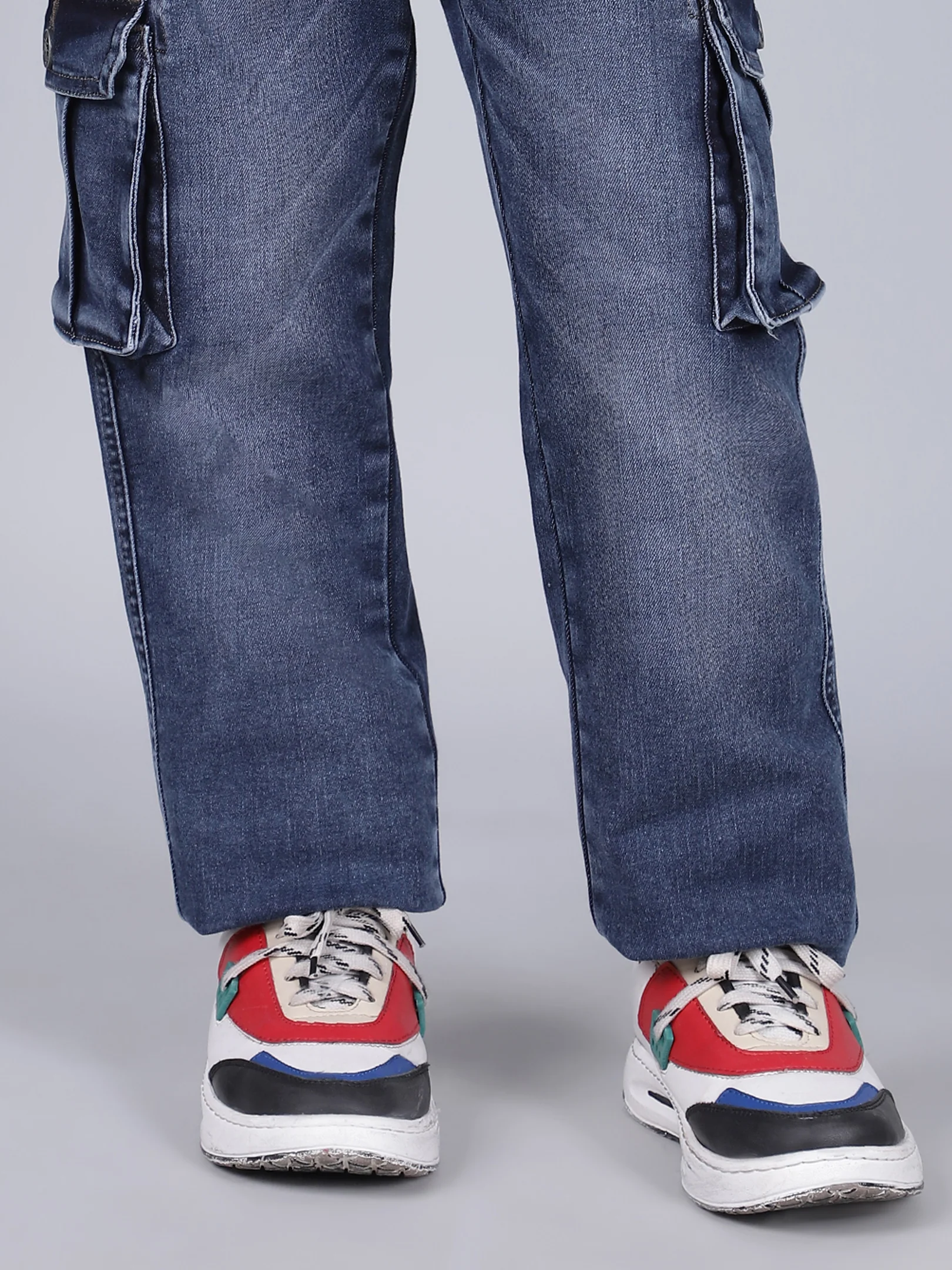 Boys Solid Blue Regular Fit Casual Cargo - Image 8