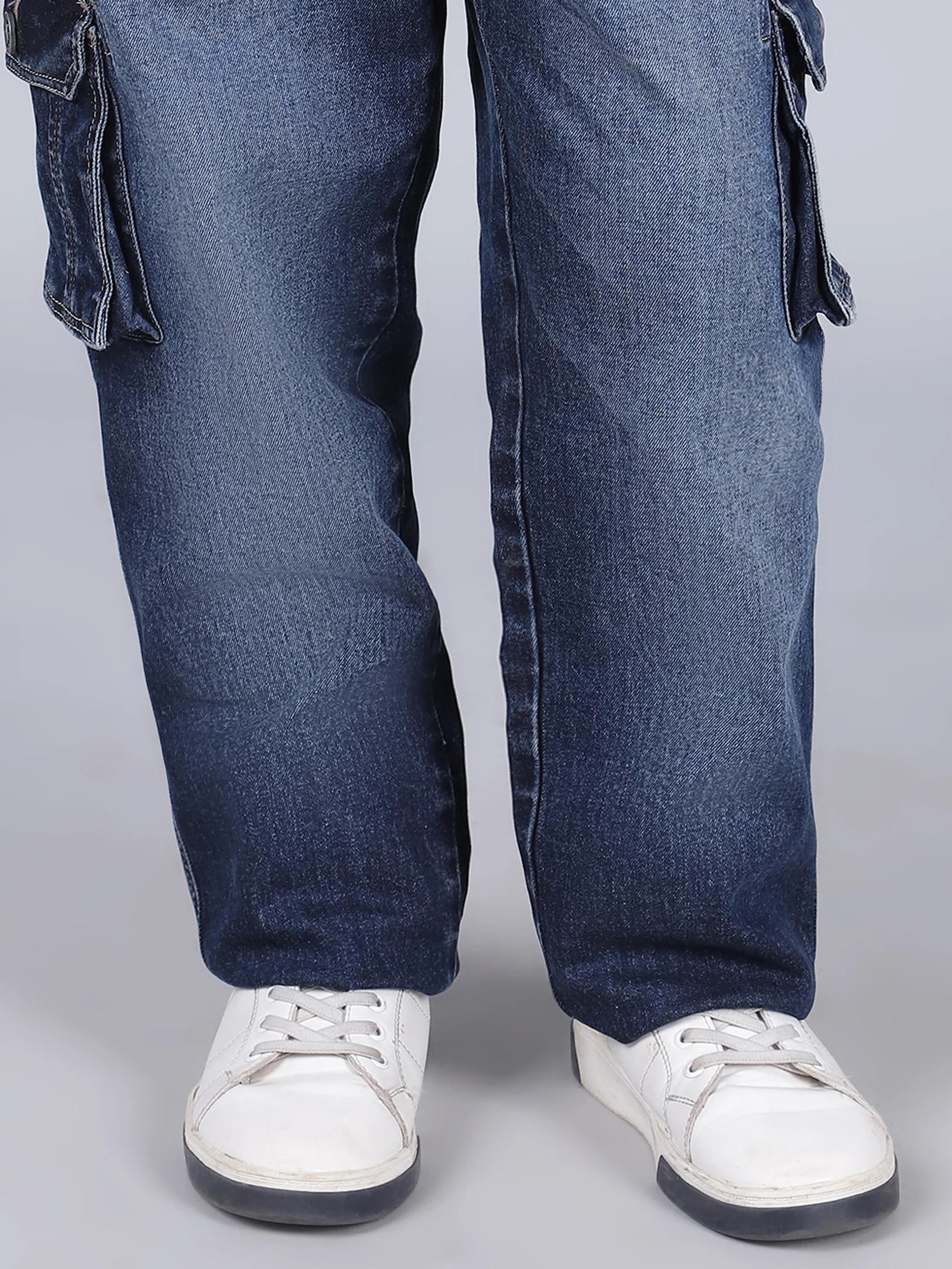 Boys Solid Blue Regular Fit Casual Cargo - Image 7