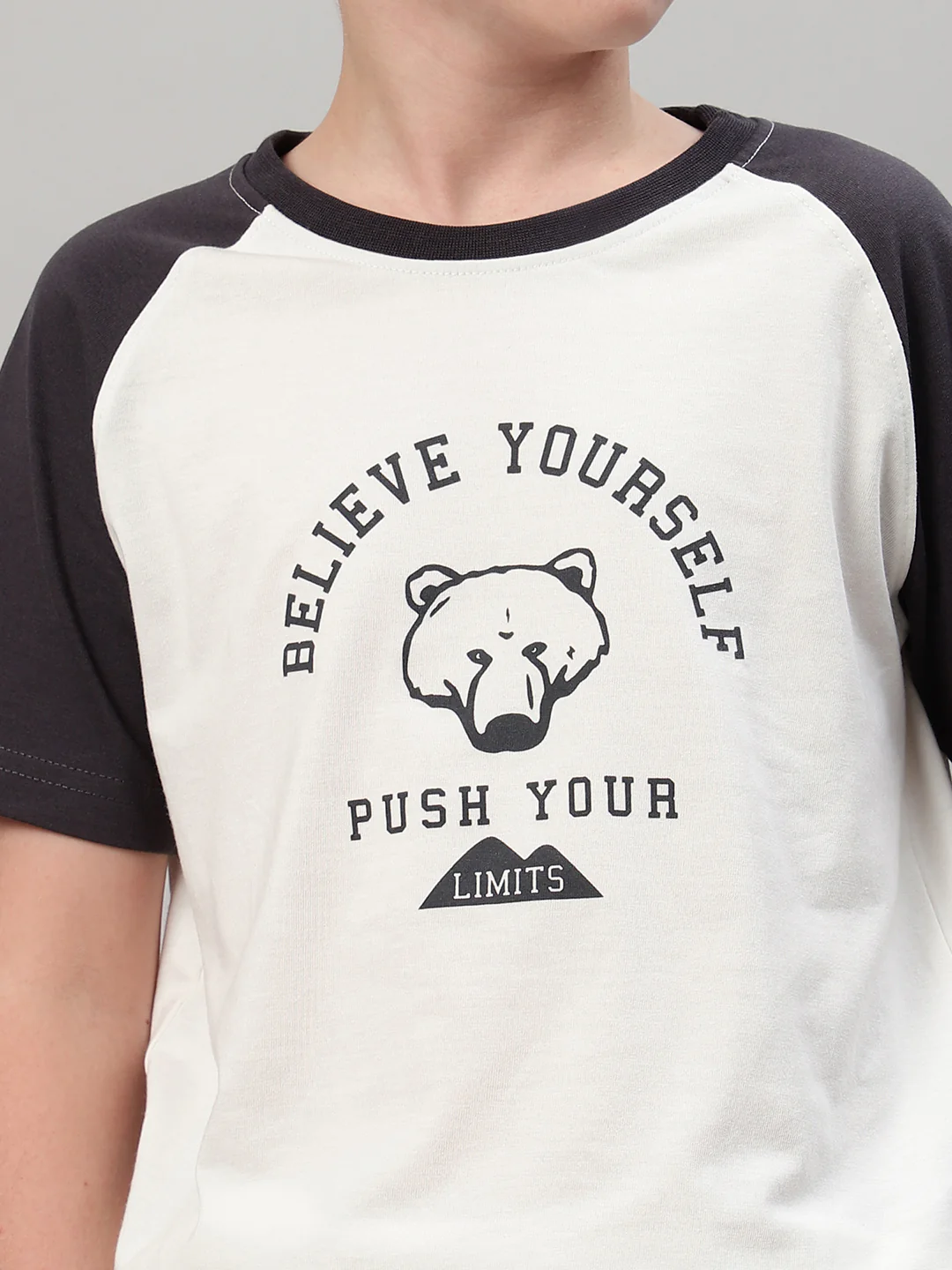 Boys Casual White Raglan Contrast Half Sleeve  T-Shirt - Image 6