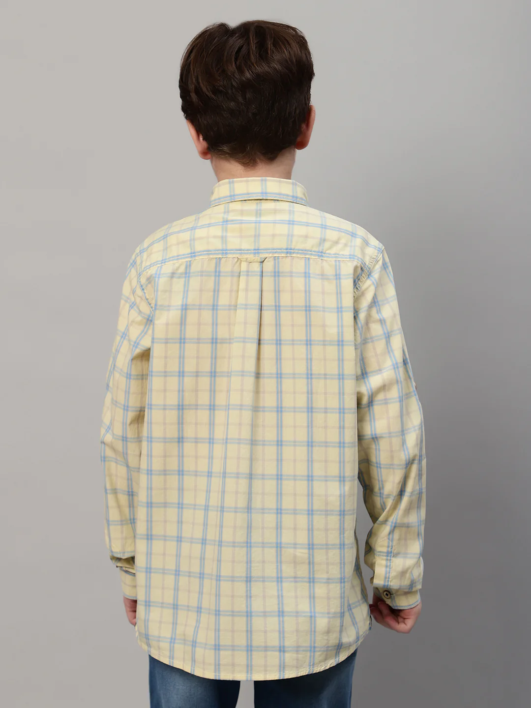 Boy's Yellow Checkered Full Sleeve Shirt - Image 2