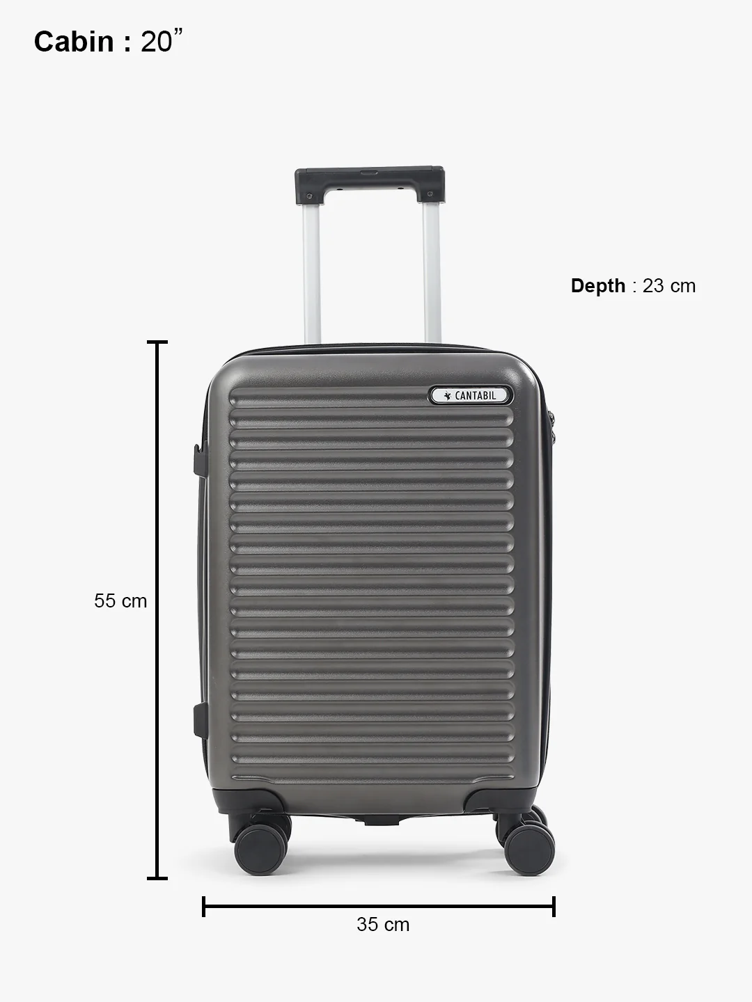 8 Wheels Cabin 55cm (20inch) Hard Case Polycarbonate Travel Luggage Trolley Bag (Black) - Image 5