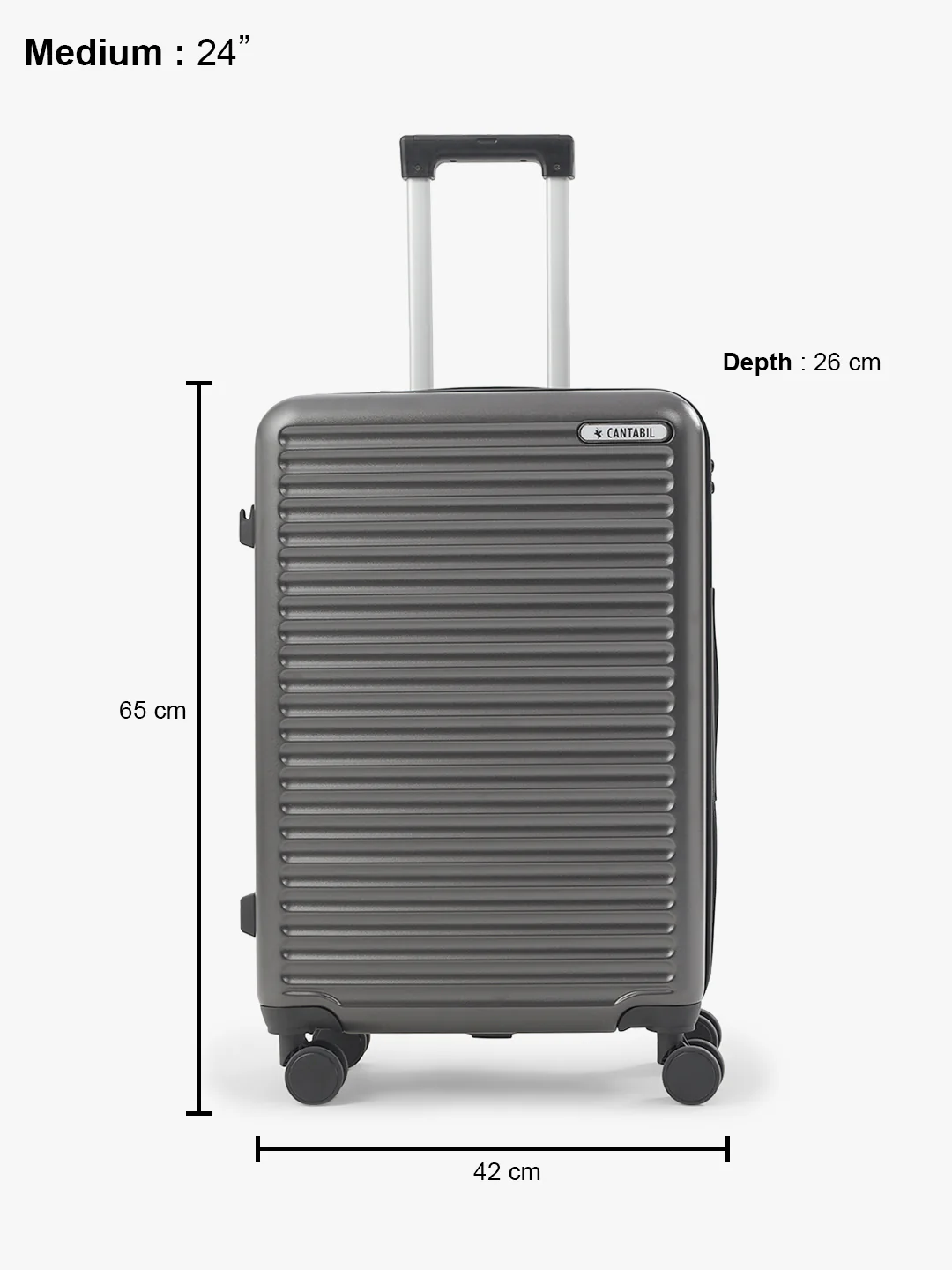 8 Wheels Check-In 65cm (24inch) Hard Case Polycarbonate Travel Luggage Trolley Bag (Black) - Image 5