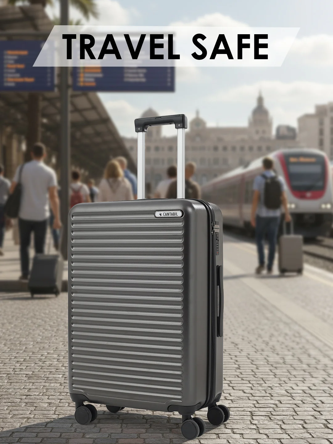 8 Wheels Check-In 75cm (28inch) Hard Case Polycarbonate Travel Luggage Trolley Bag (Black) - Image 5