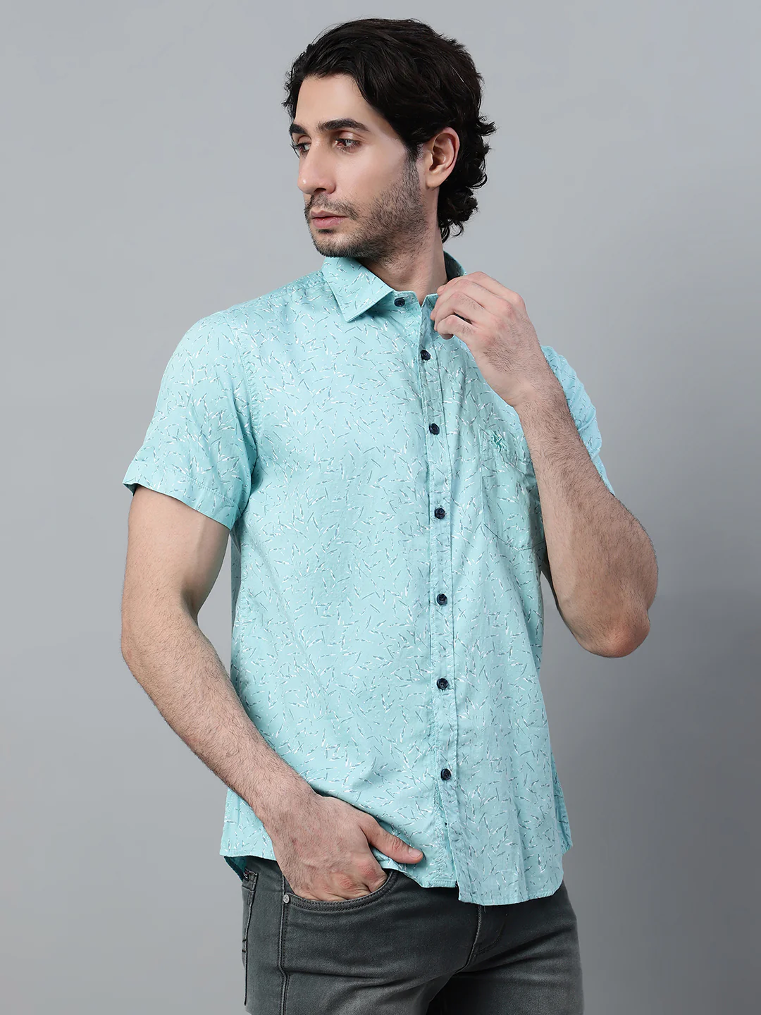 Casual Shirt for Men | Breathable & Soft with Color Fastness Regular Fit Spread Collar Neck Cotton Fabric Printed Pattern - Image 4
