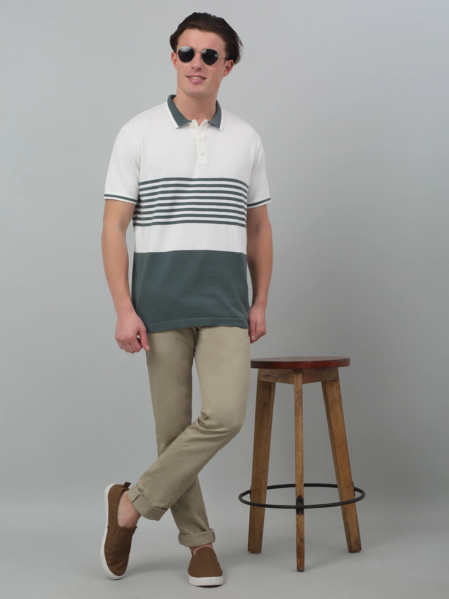 Men's Casual Flat front Fawn  Trousers - Image 6