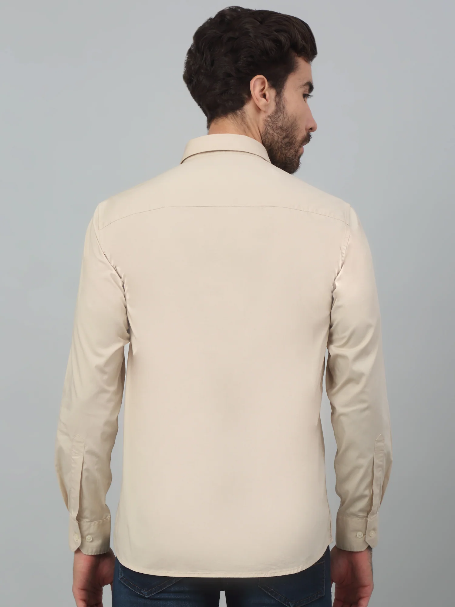 Casual Shirt for Men | Breathable & Soft with Color Fastness Regular Fit Spread Collar Neck Cotton Blend Fabric Solid Pattern - Image 2