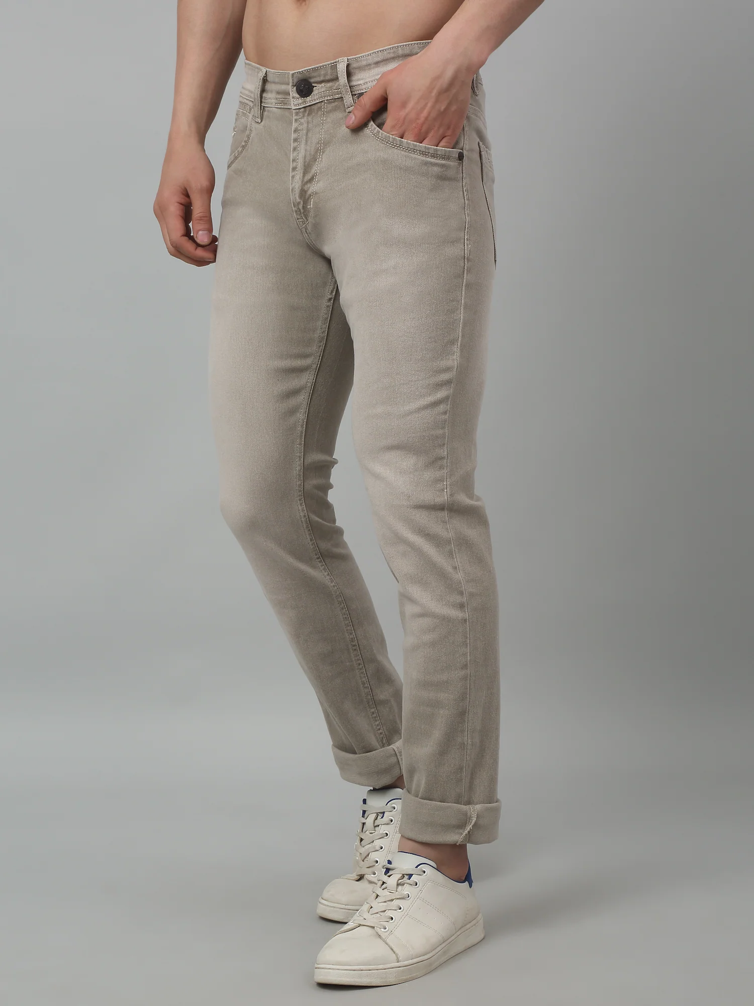 Denim Jeans for Men l Breathable & Soft with Color Fastness Ultra Narrow Fit Cotton Fabric Solid Pattern Button Closure - Image 4