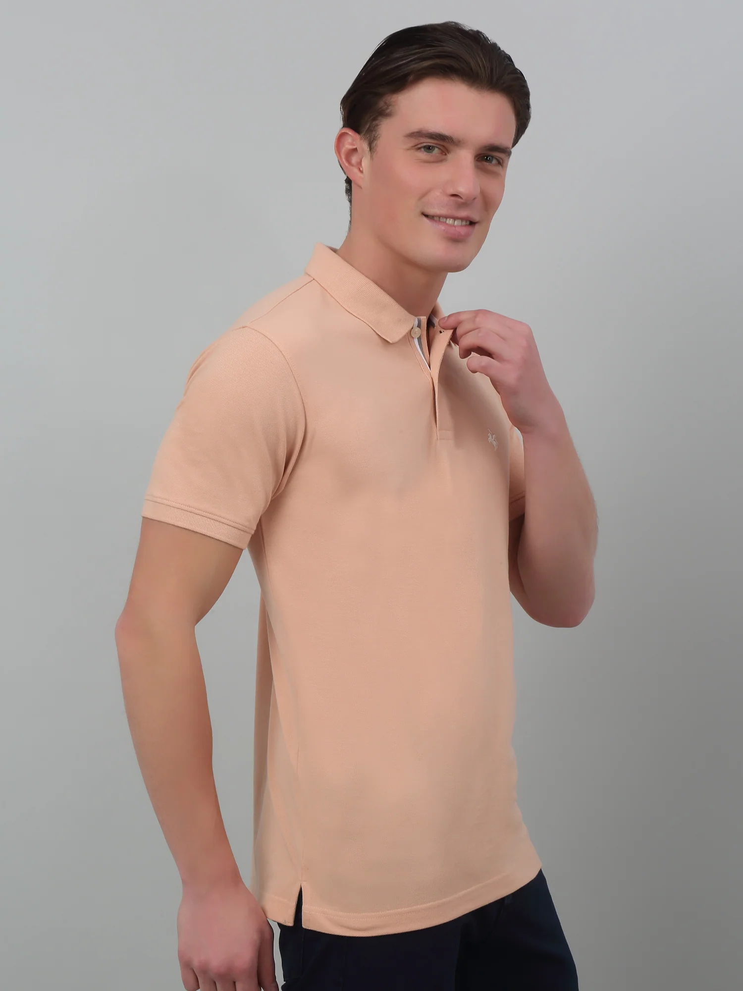 T-Shirt for Men | Breathable & Soft with Color Fastness Regular Fit Polo Neck Poly Cotton Fabric Solid Pattern - Image 3