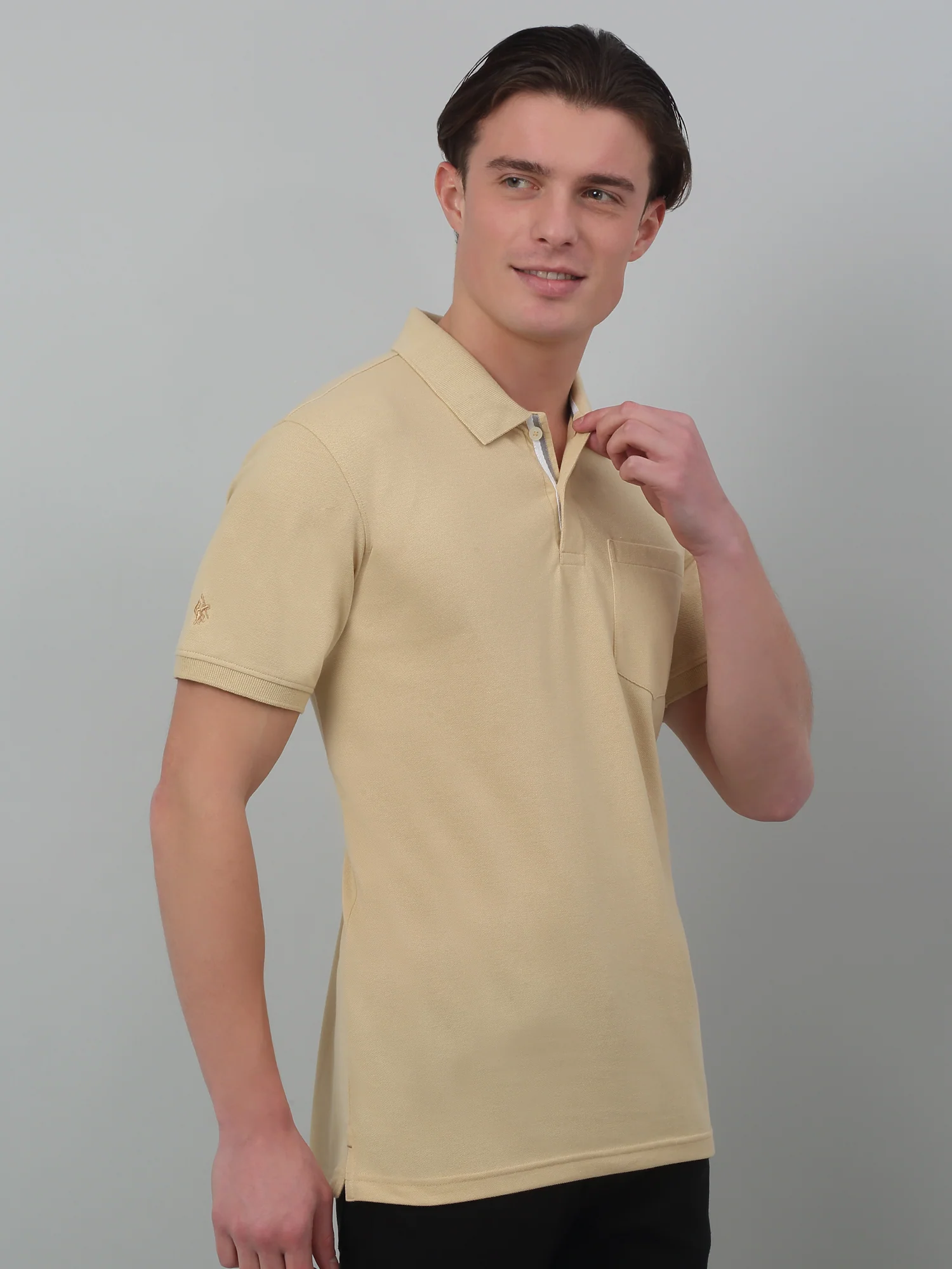 T-Shirt for Men | Breathable & Soft with Color Fastness Regular Fit Polo Neck Poly Cotton Fabric Solid Pattern - Image 3