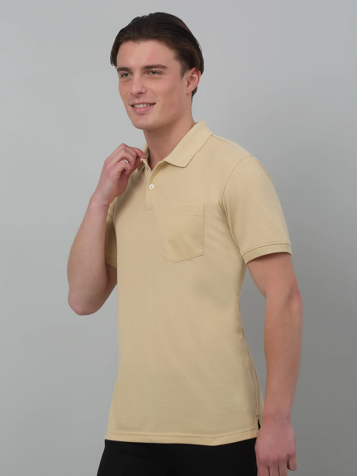 T-Shirt for Men | Breathable & Soft with Color Fastness Regular Fit Polo Neck Poly Cotton Fabric Solid Pattern - Image 4