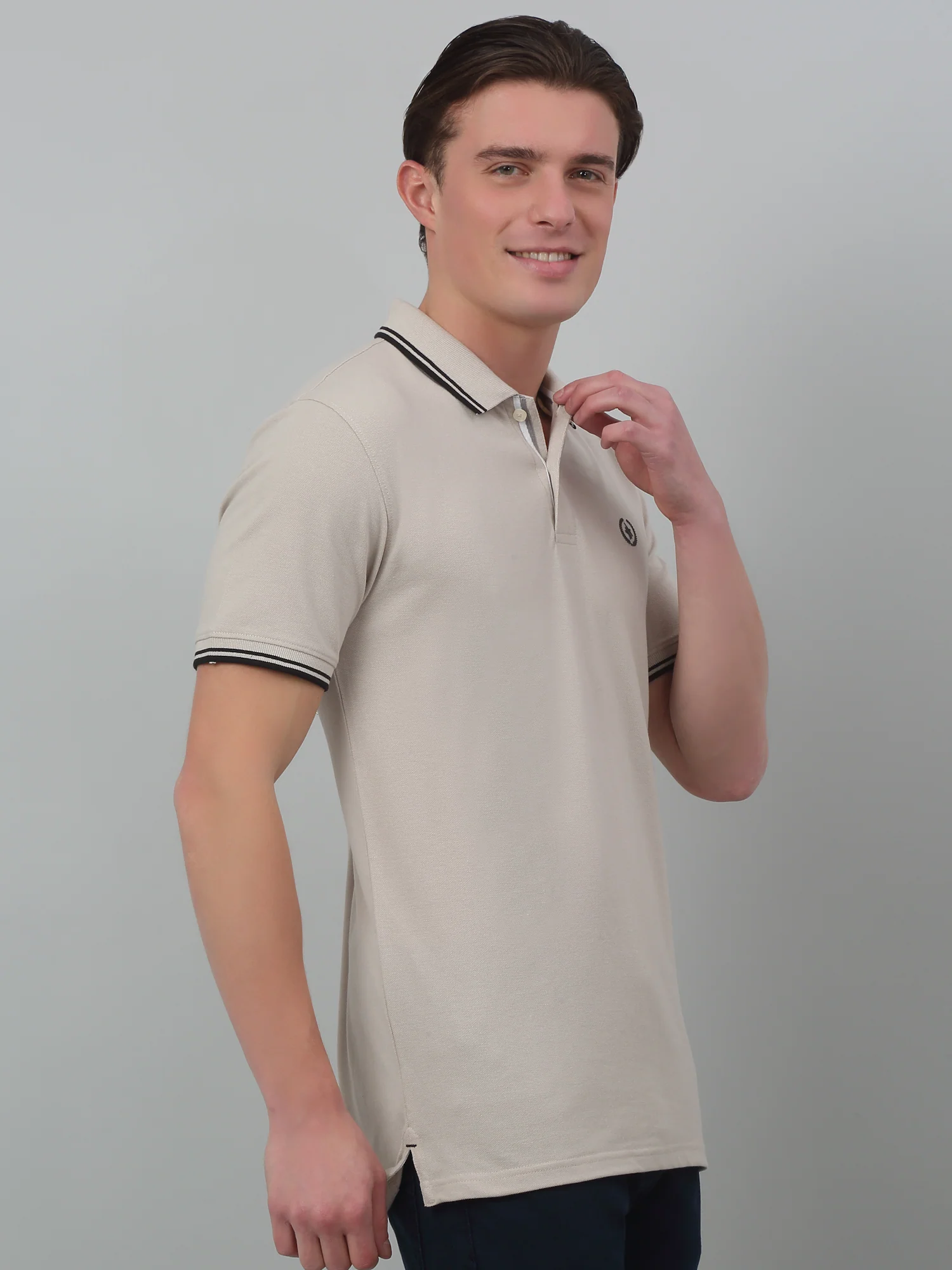T-Shirt for Men | Breathable & Soft with Color Fastness Regular Fit Polo Neck Poly Cotton Fabric Solid Pattern - Image 3