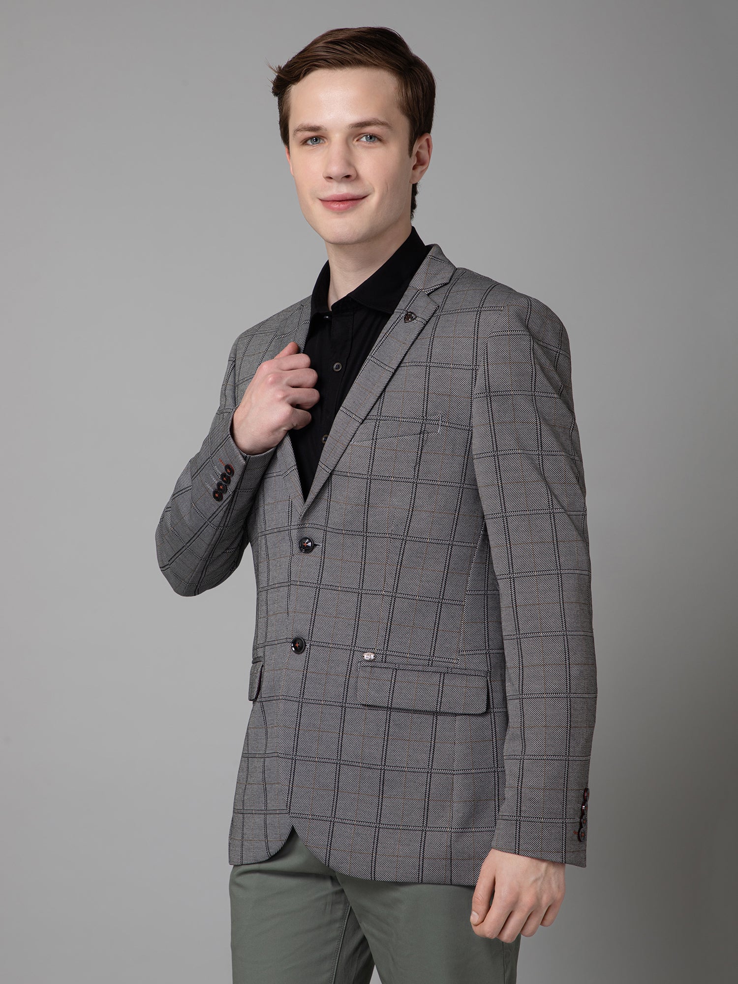 Blazer for Men | Premium Casual Blazer Slim Fit Notched Collar Terry Rayon Fabric Checkered Pattern - Image 2