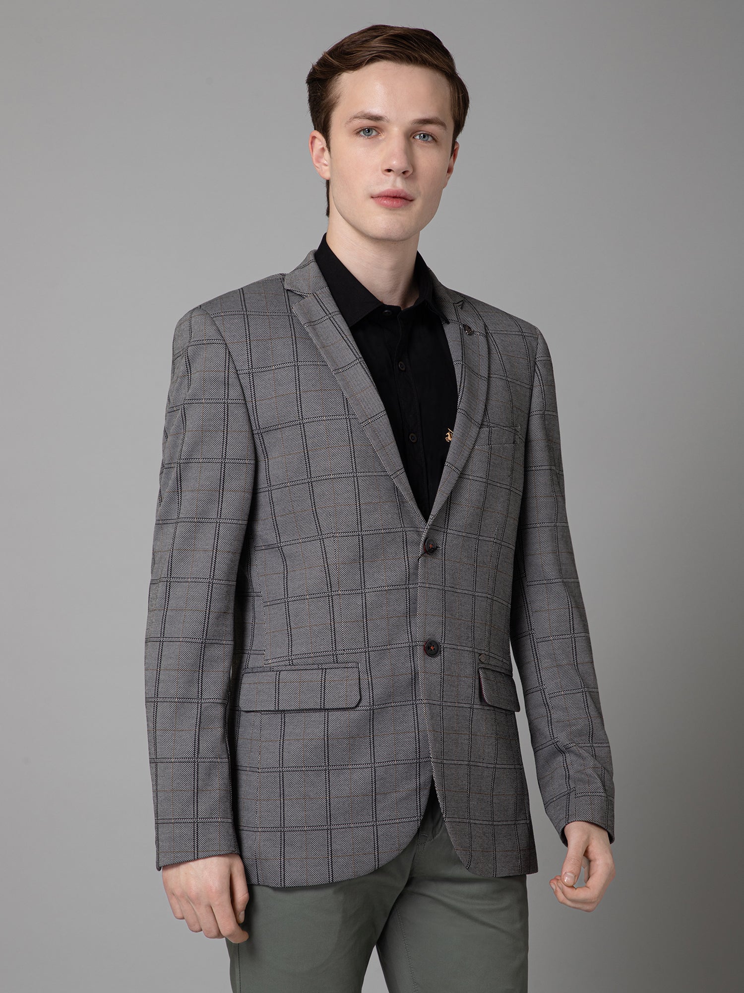 Blazer for Men | Premium Casual Blazer Slim Fit Notched Collar Terry Rayon Fabric Checkered Pattern - Image 3